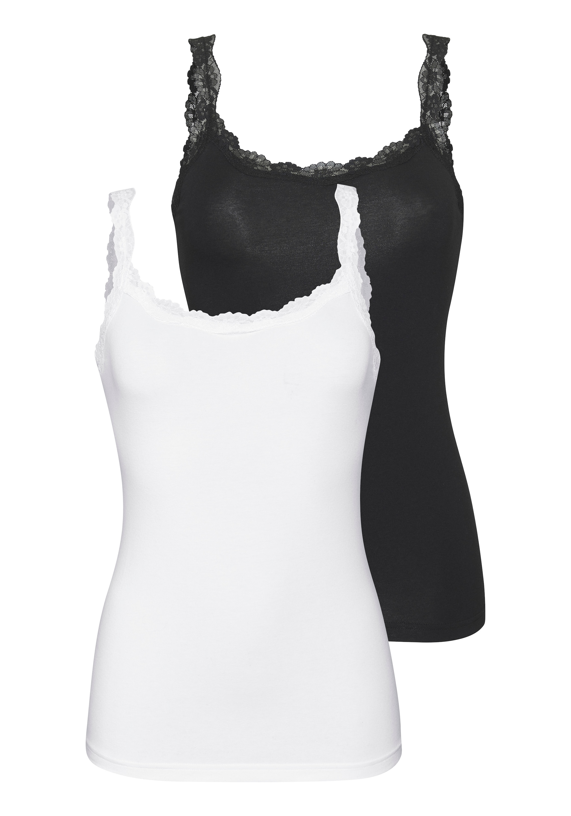 LASCANA Unterhemd 2er-Pack,  mit innenliegendem Bustier, Spaghettiträger-Top, Unterziehshirt