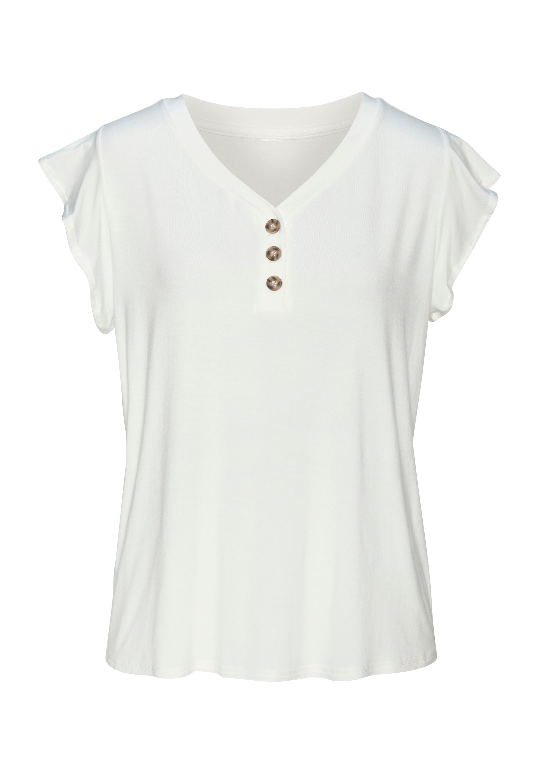 LASCANA Blusenshirt »mit Zierknopfleiste«, aus weichem Viskose-Stretch