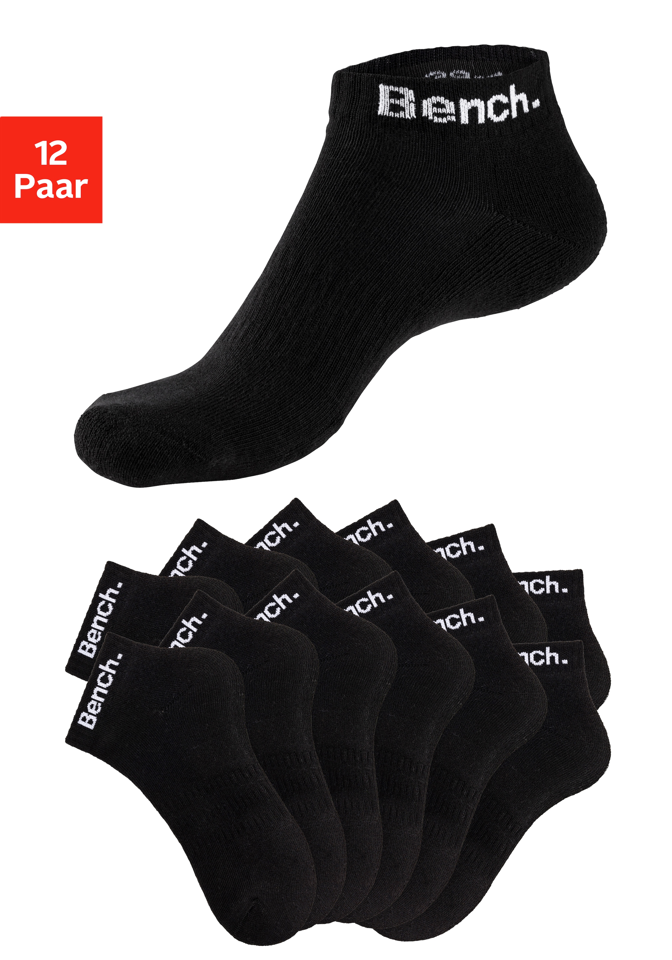 Bench. Sportsocken, (Packung, 12 Paar), Tennis Kurzsocken mit Halbfußfrottee