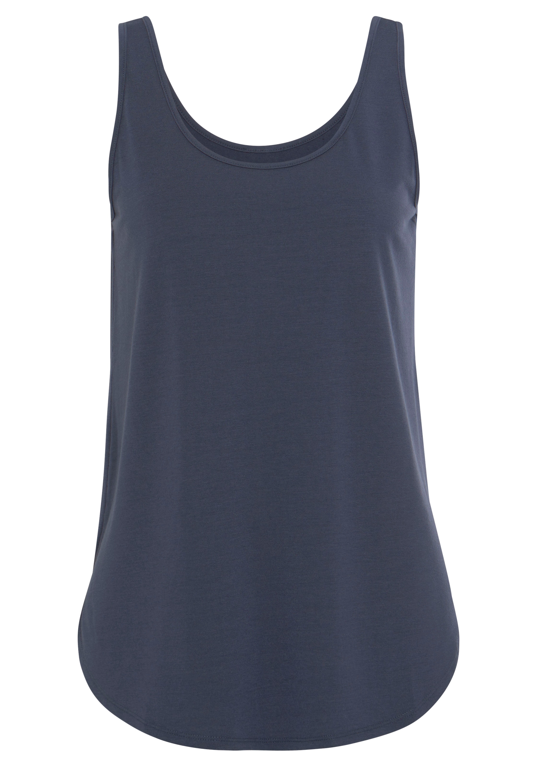 LASCANA Longtop »mit gerundetem Saum«, (2er-Pack), aus weichem Viskose-Stretch