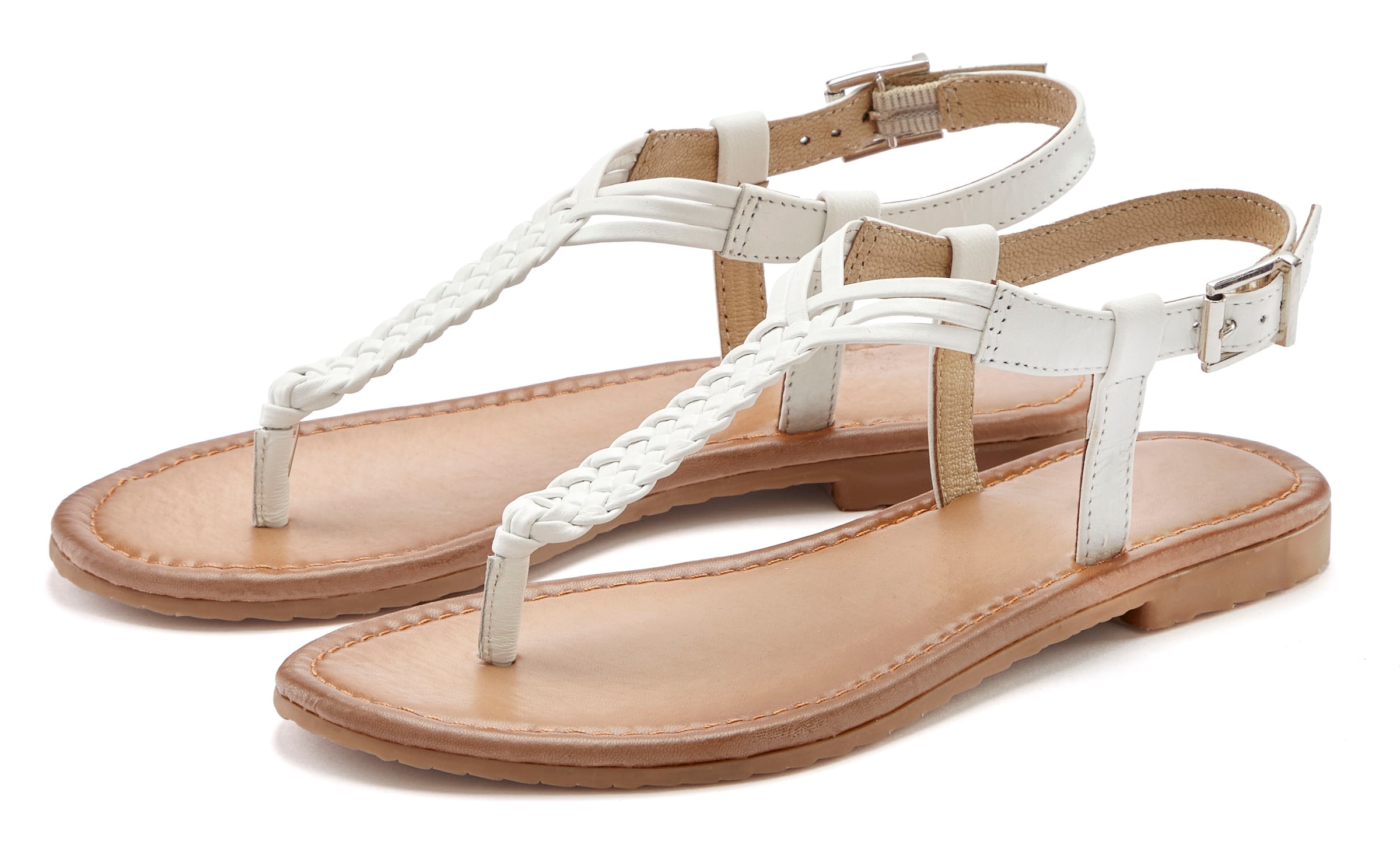 Vivance Zehentrenner, Sandalette, Sommerschuh,Sandale aus Leder mit Flecht-Optik