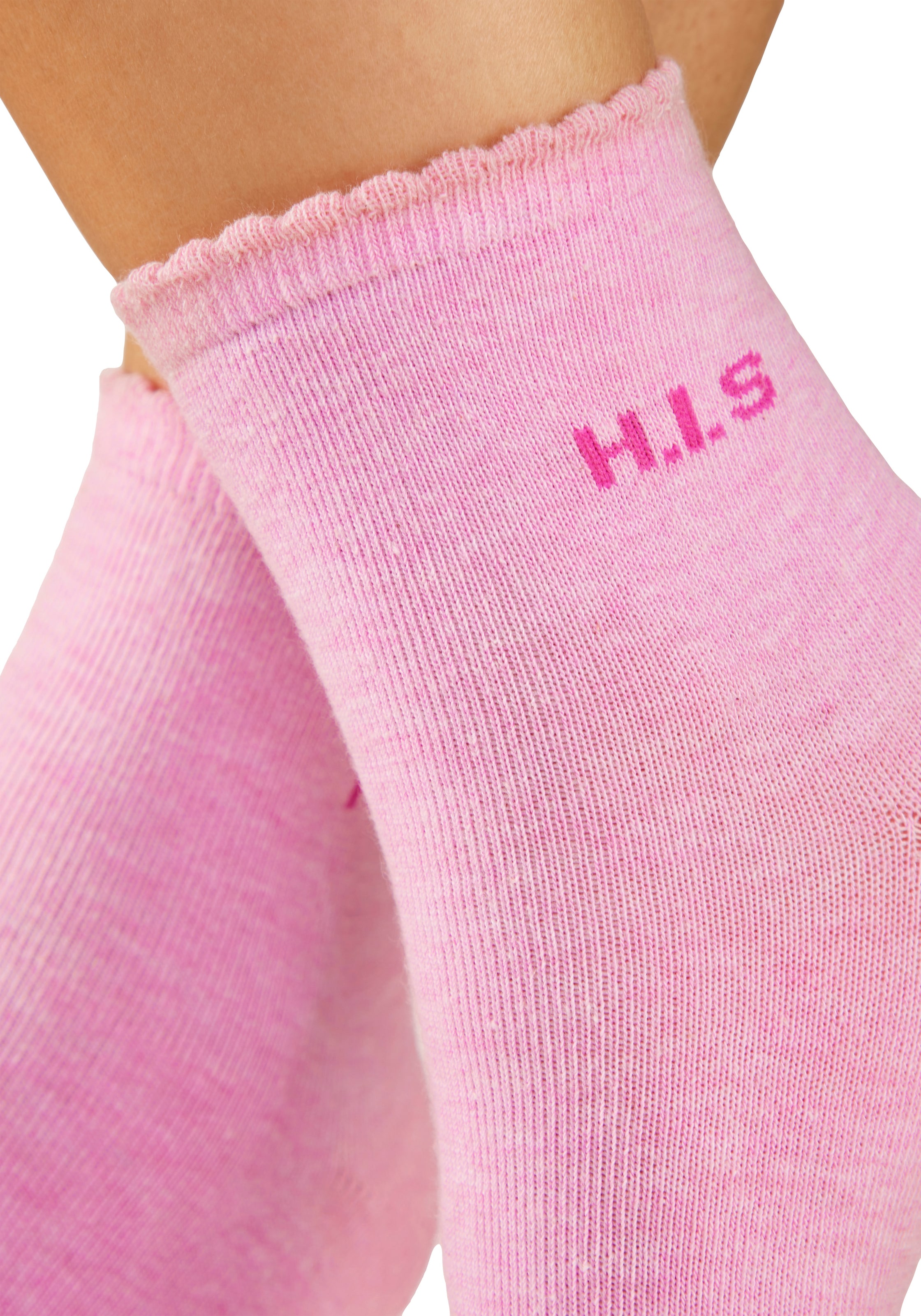 H.I.S Kurzsocken »Damen uni und meliert für die ganze Woche« Packung, 7 Paar tlg. mit gewelltem Bündchen