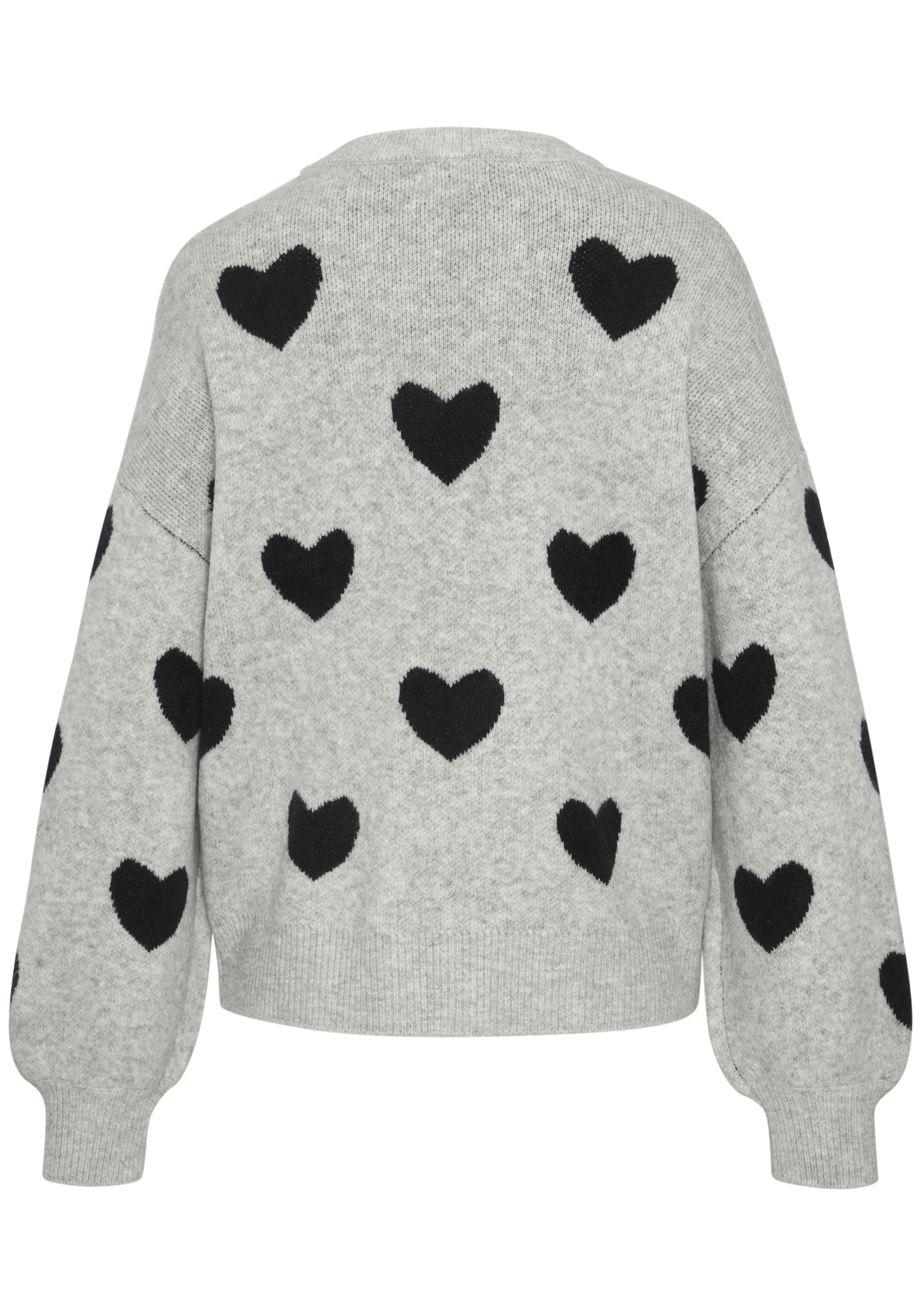 LASCANA Rundhalspullover »mit Herzmuster« Kuscheliger Strickpullover mit Herzen, Jacquardpullover mit Herzmuster