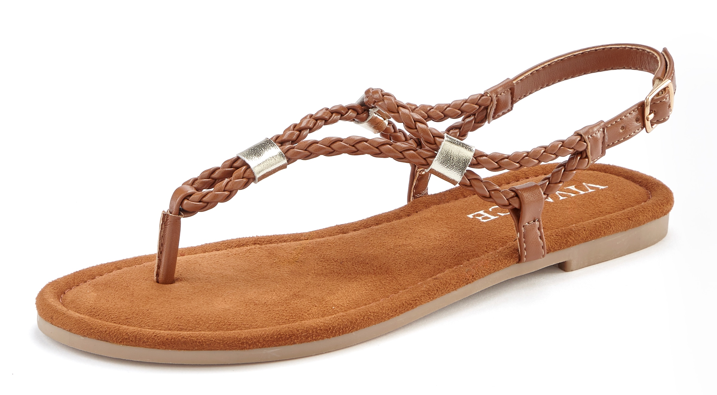 Vivance Sandale »Sommerschuh«, Zehentrenner, Sommerschuh, Sandalette mit raffinierten Riemchen