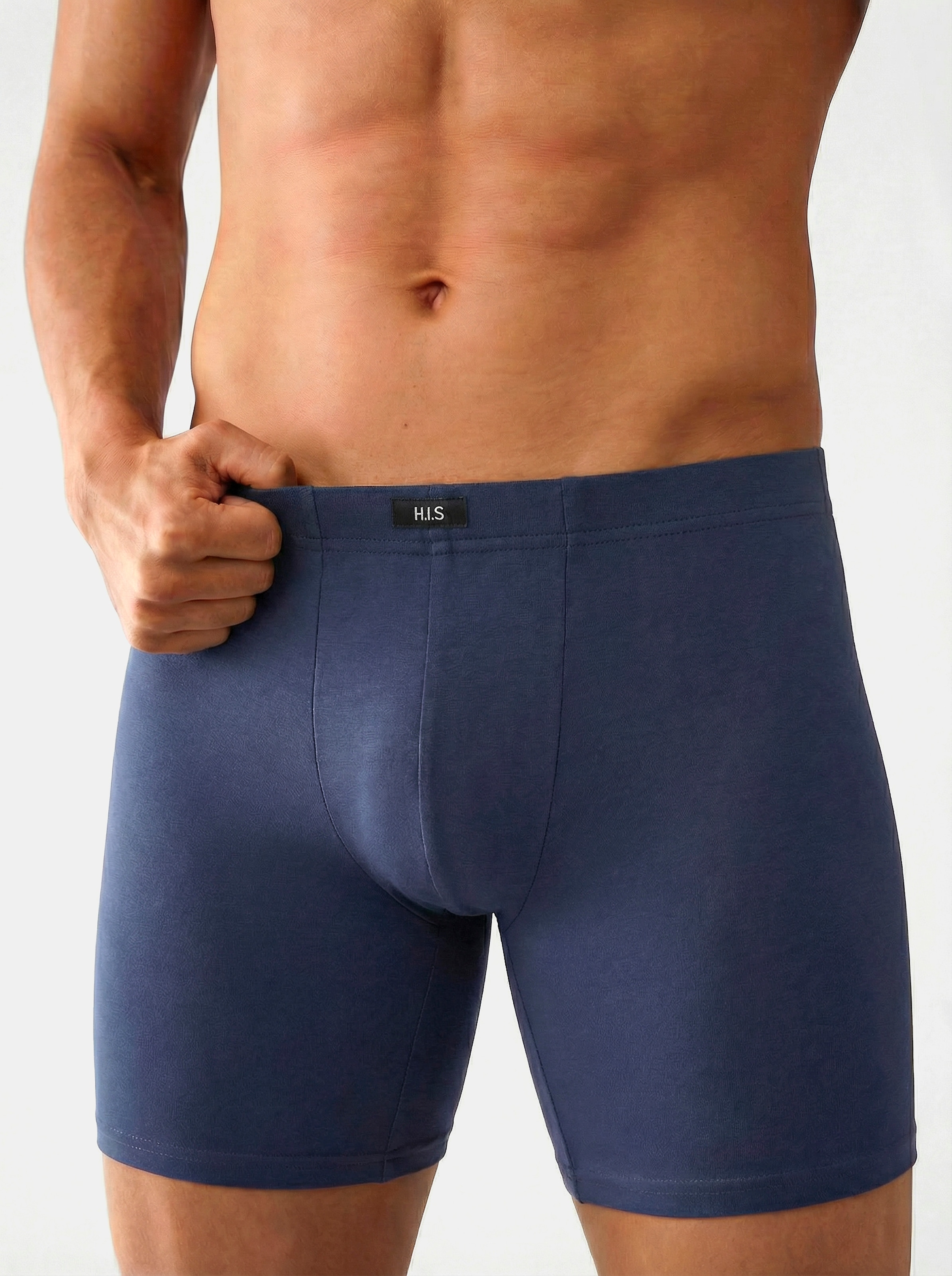 H.I.S Langer Boxer »Langer Boxer Boxershorts für Herren« Packung, 5 Stk. Boxershorts aus Baumwolle mit langem Bein, Logo am Bund