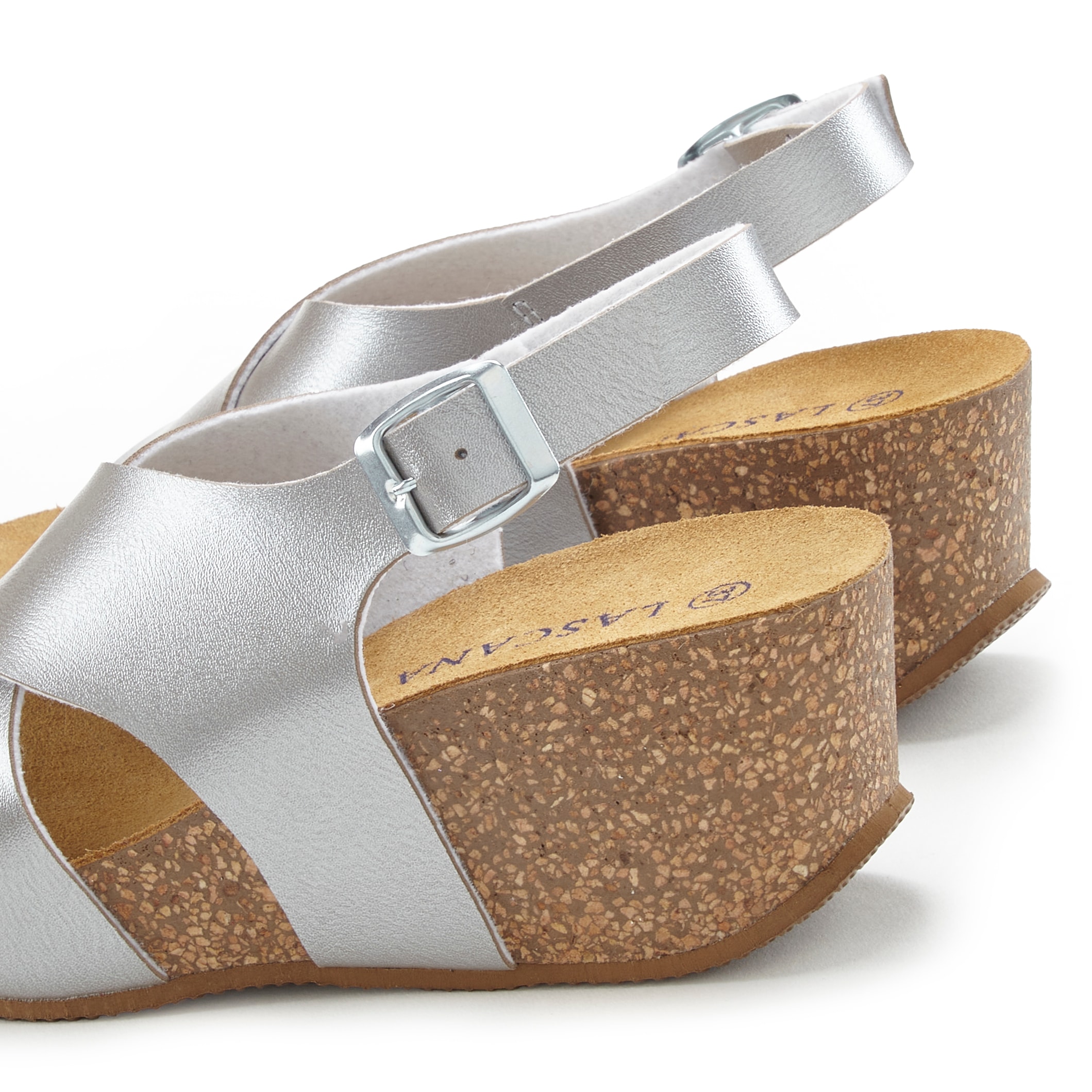 LASCANA Sandalette »Sommerschuh«, Sommerschuh mit Keilabsatz und Korkfußbett