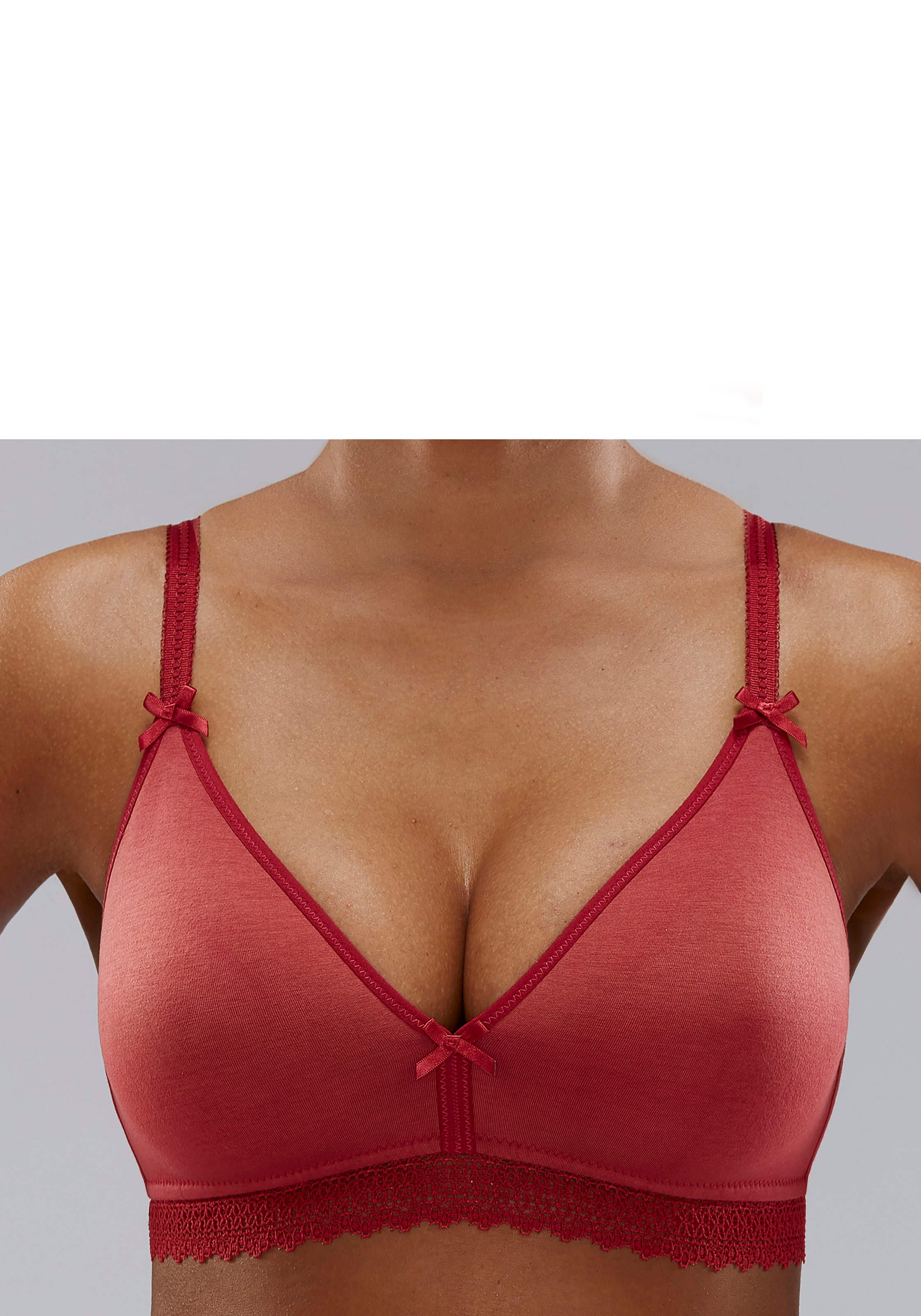 petite fleur Bralette-BH, ohne Bügel mit Spitzenband, aus weicher Baumwolle, Basic Dessous