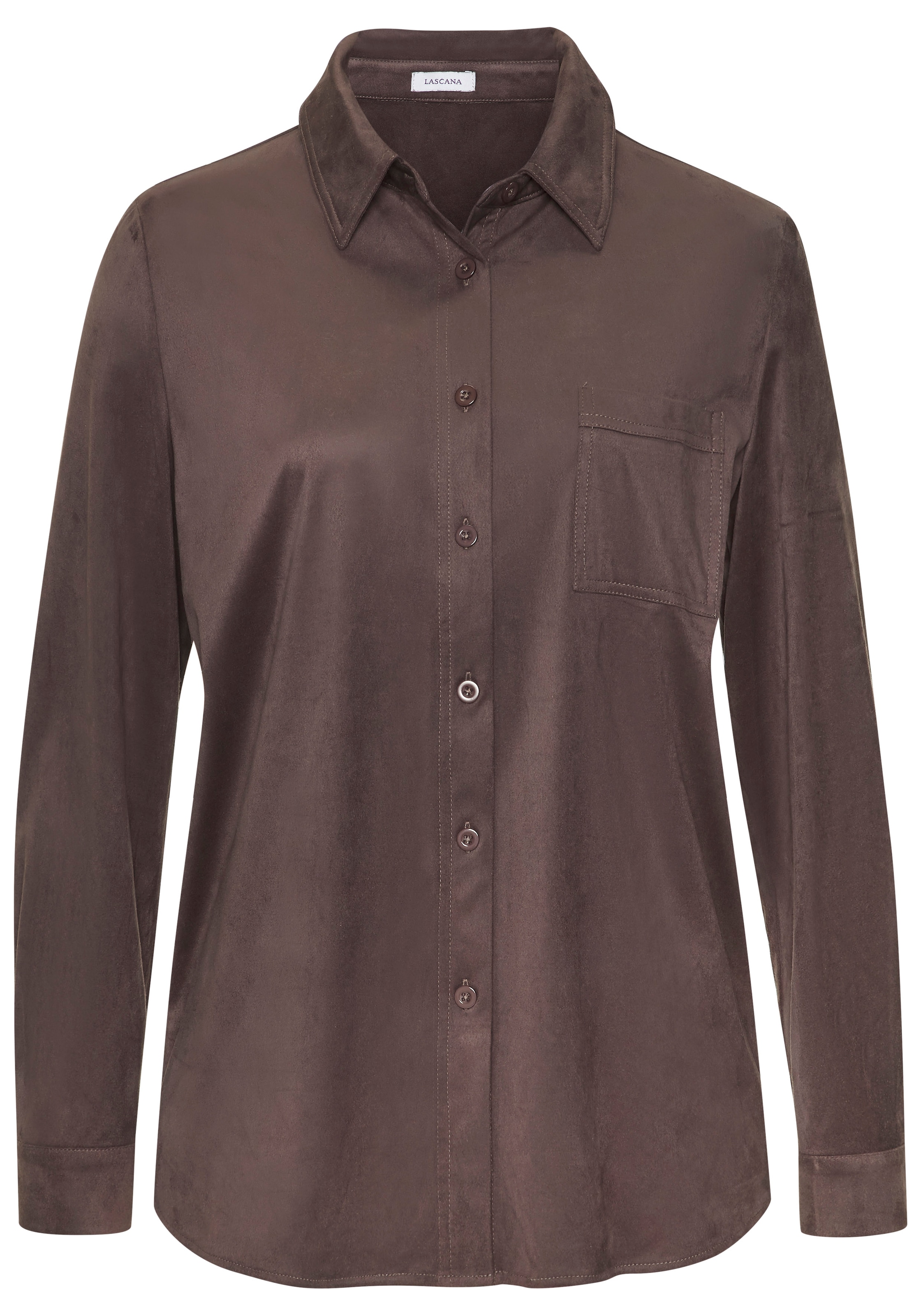 LASCANA Hemdbluse »aus Velourlederimitat« Bluse in Velourslederoptik, Langarmbluse in Wildlederoptik