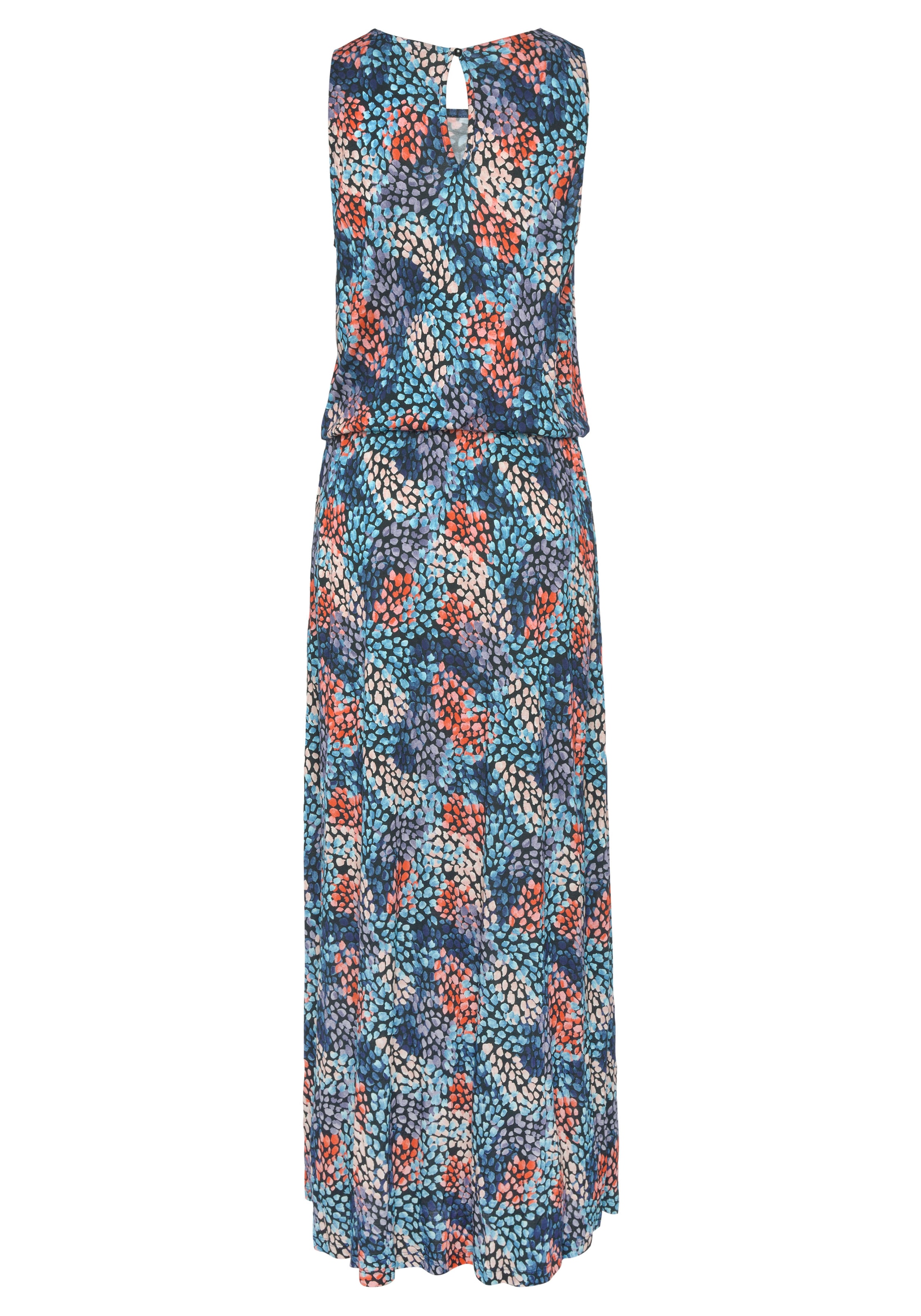 s.Oliver Maxikleid, mit Tupfenprint und Schlitz, weiches Jerseykleid, Sommerkleid