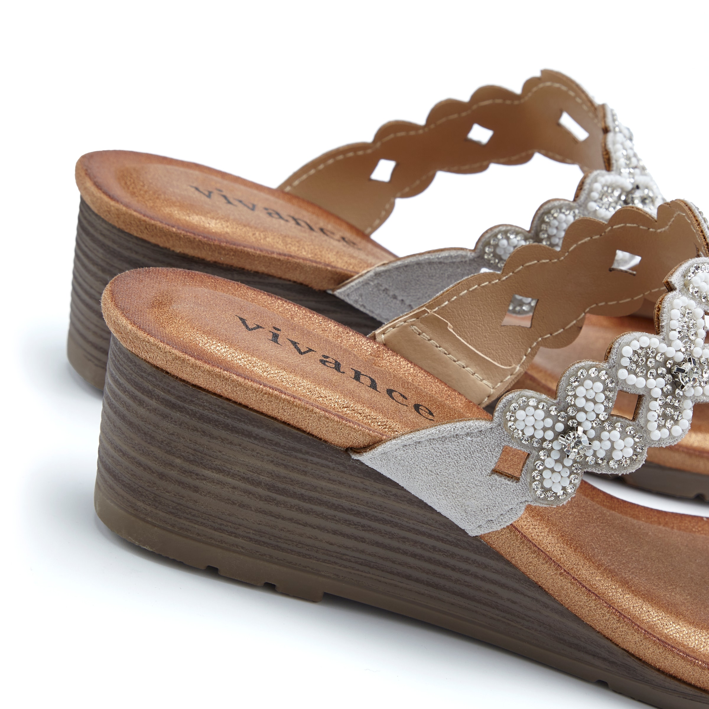 Vivance Pantolette »Mule, Sommerschuh, Sandale,«  mit Keilabsatz und modischen Glitzerdetails