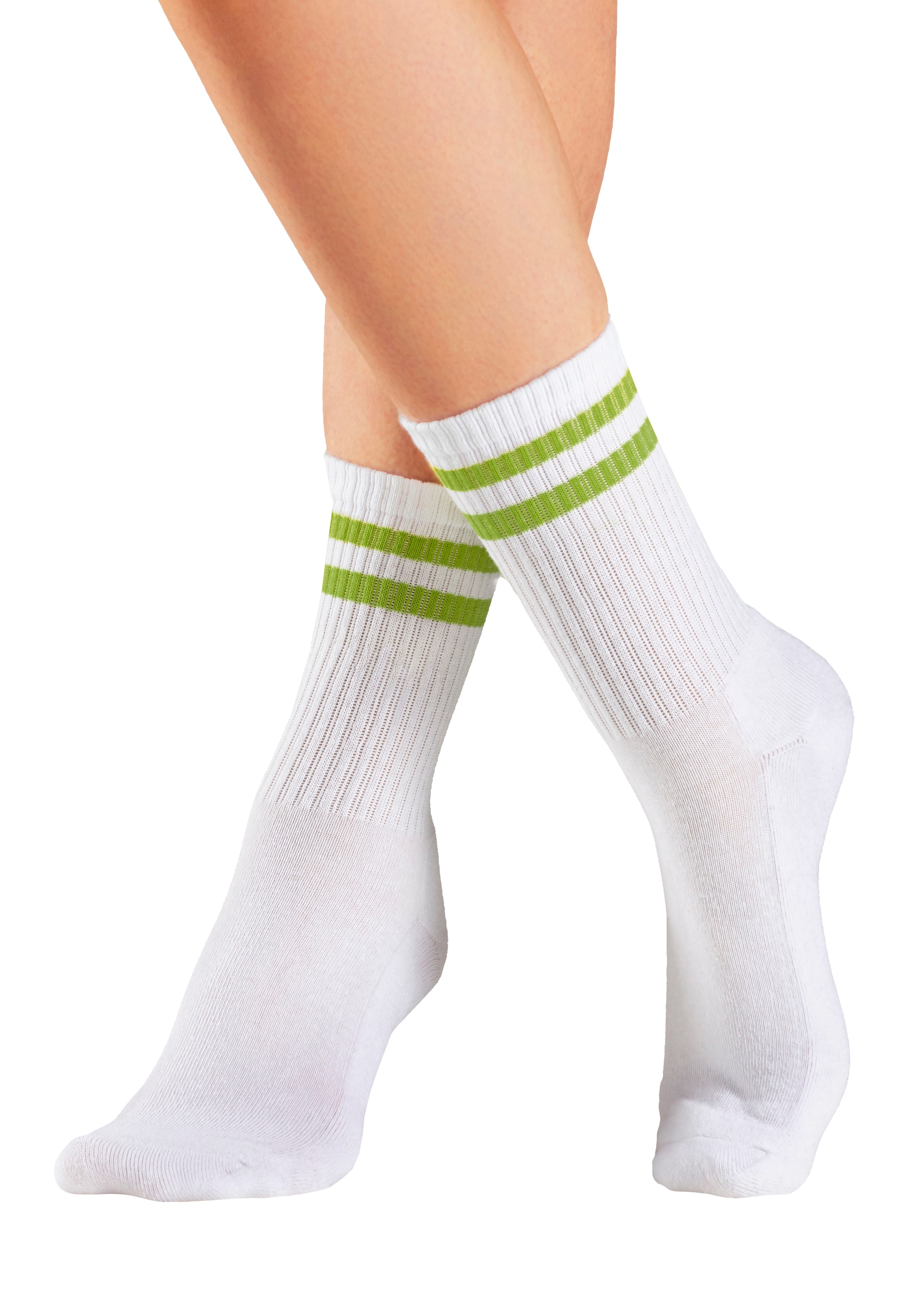 LASCANA Tennissocken, (Packung, 3 Paar), mit farbigen Ringeln am Bündchen