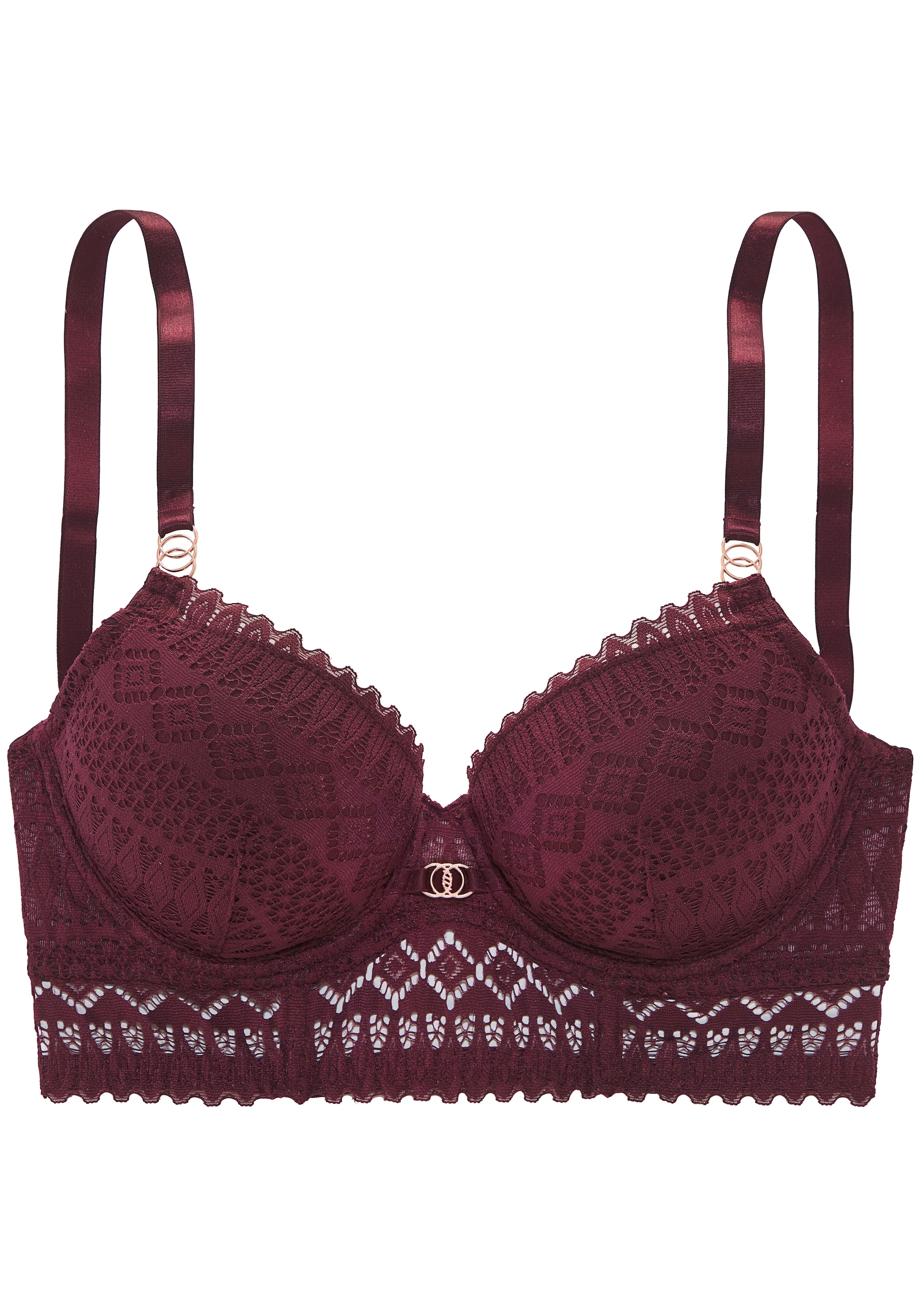 LASCANA Schalen-BH »Nina« in leichter Longform aus graphischer Spitze, sexy Dessous