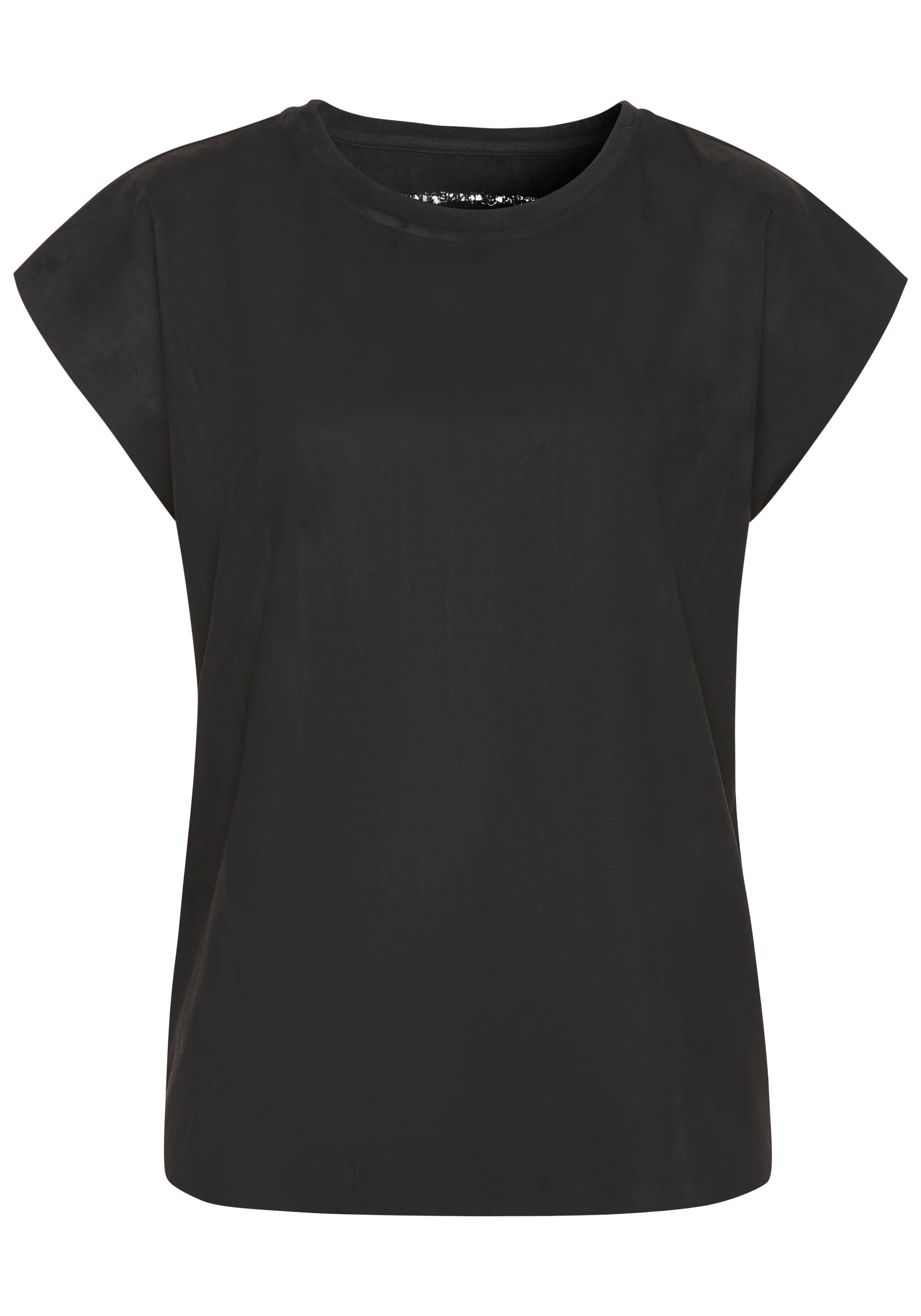 French Connection T-Shirt aus Veloursleder-Imitat mit kleiner Stickerei, Loungewear