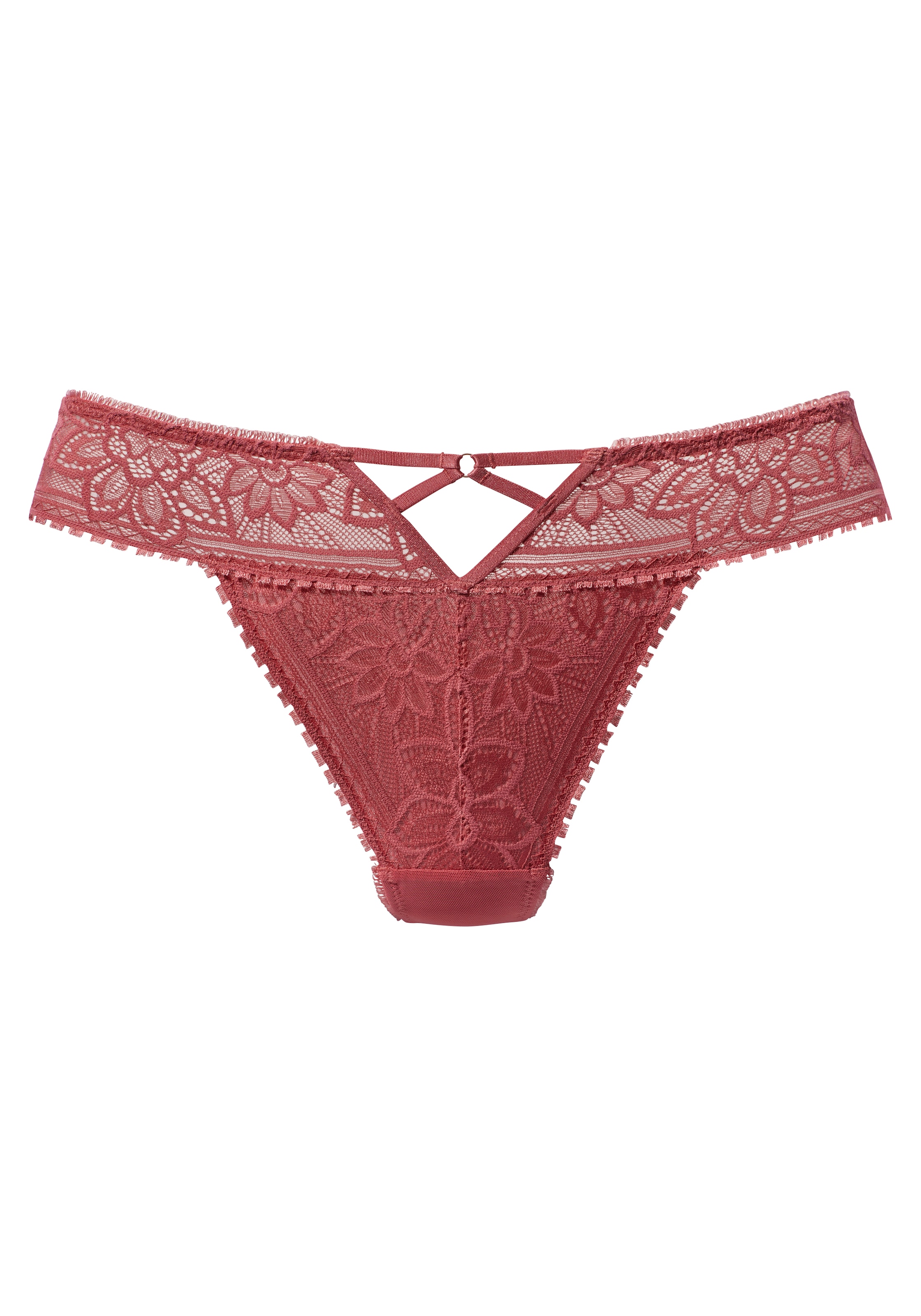 LASCANA String, mit edlem Cut-Out aus floraler Jacquardspitze