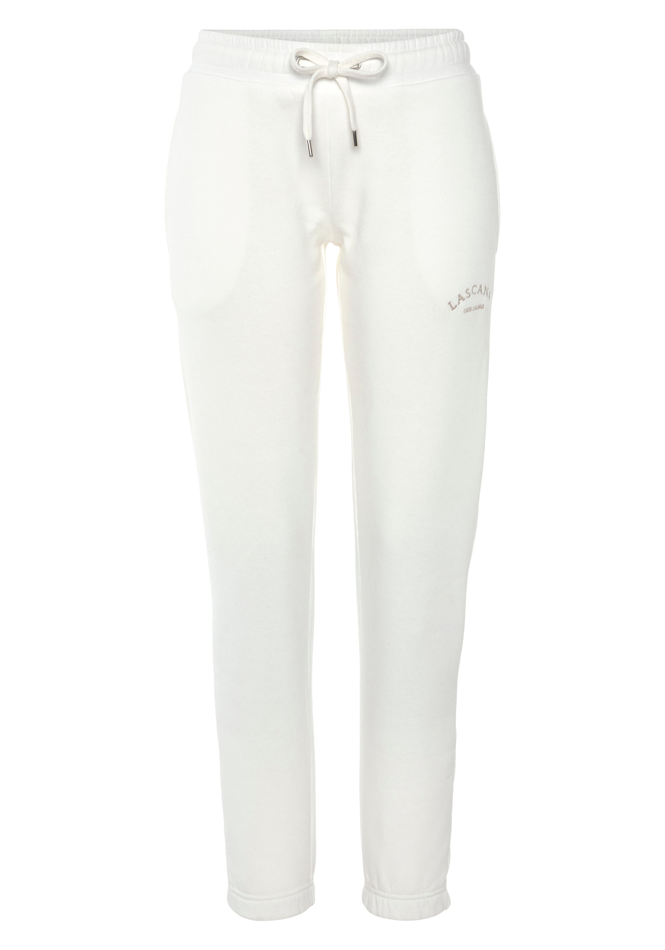 LASCANA Sweathose, Loungehose mit seitlichen Taschen und Logostickerei, Loungewear