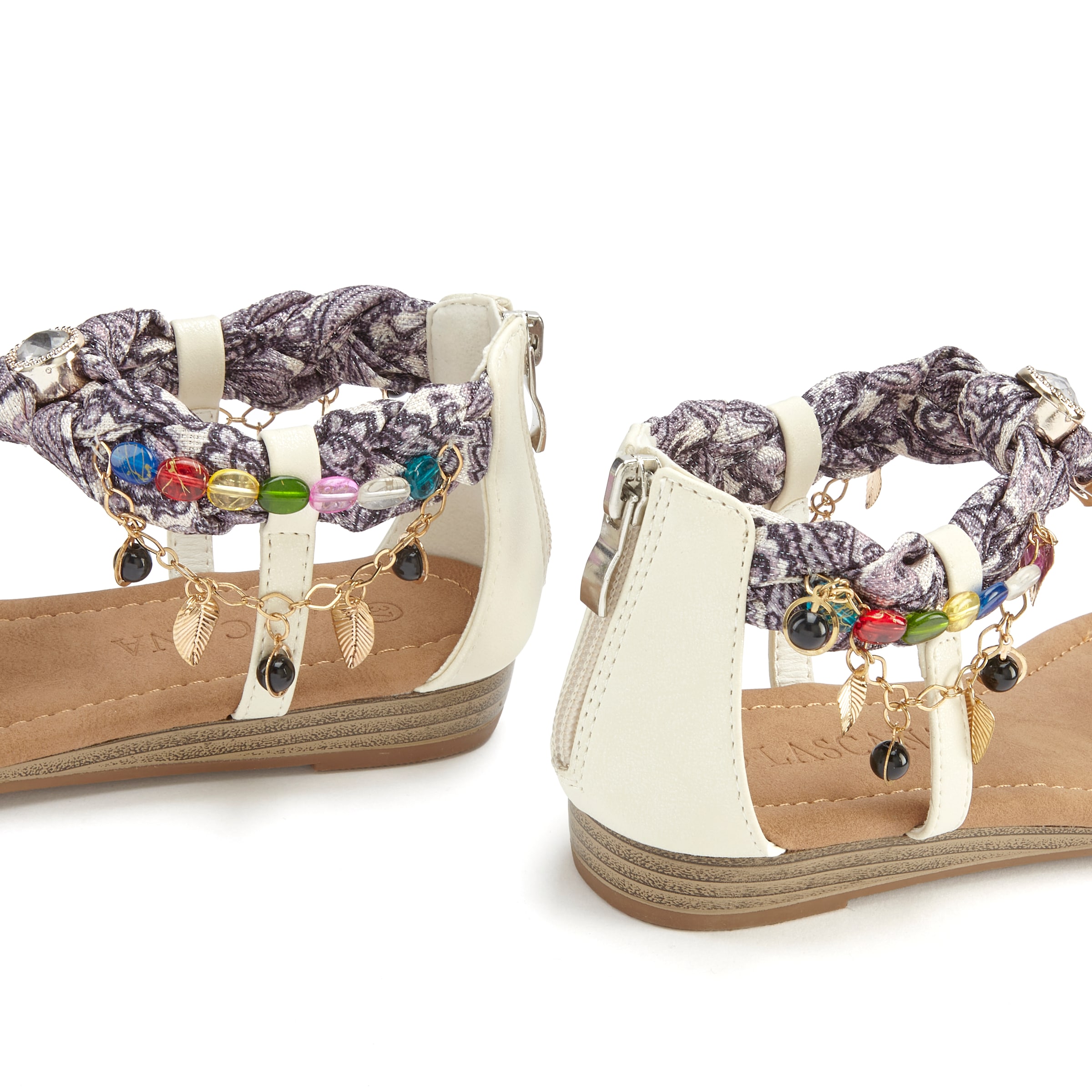LASCANA Sandale »Sommerschuh«, Sandalette, Sommerschuh mit Schmuckkettchen und Schmucksteinen VEGAN