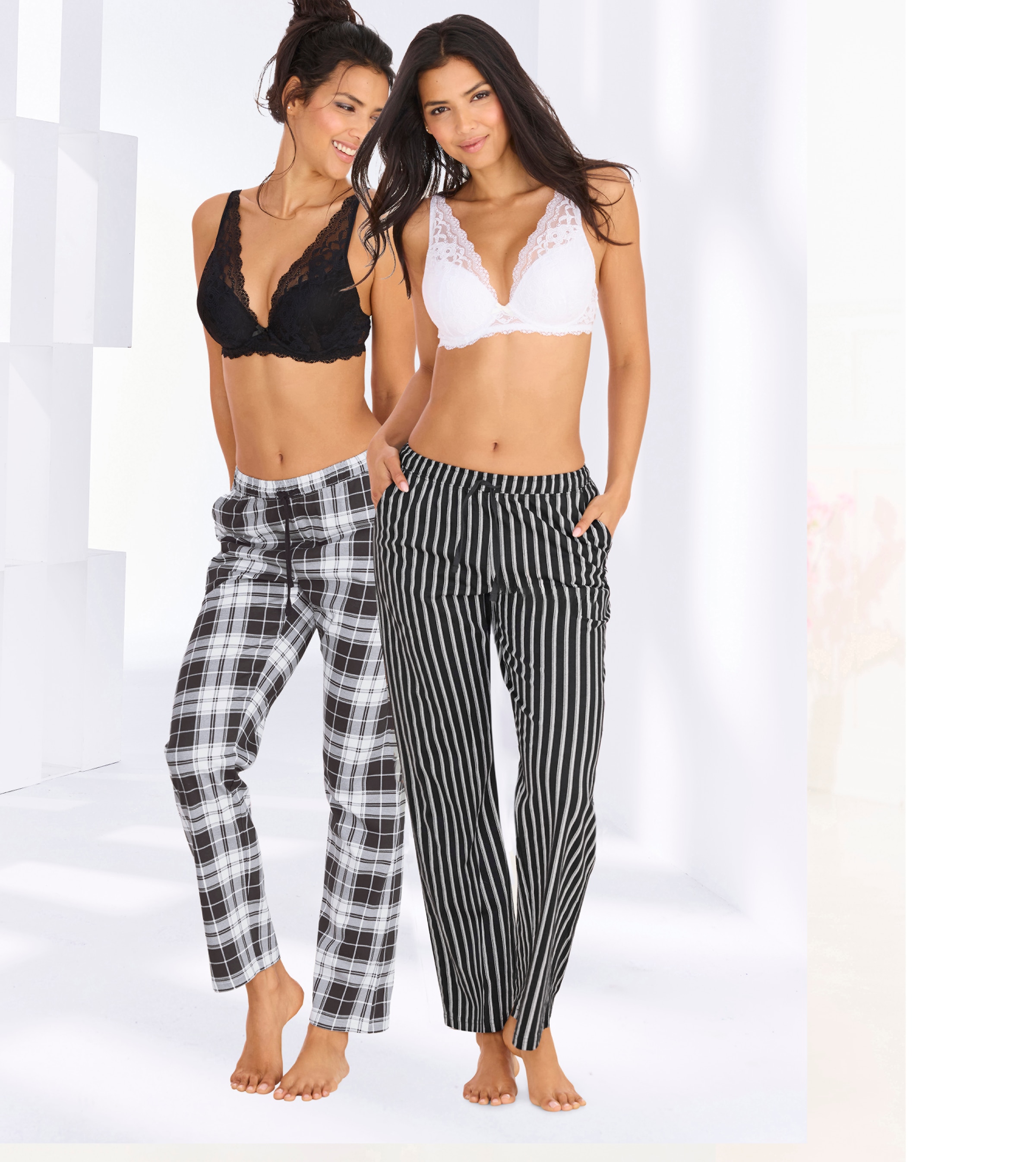 Vivance Dreams Pyjamahose  Mit Streifen und Karos