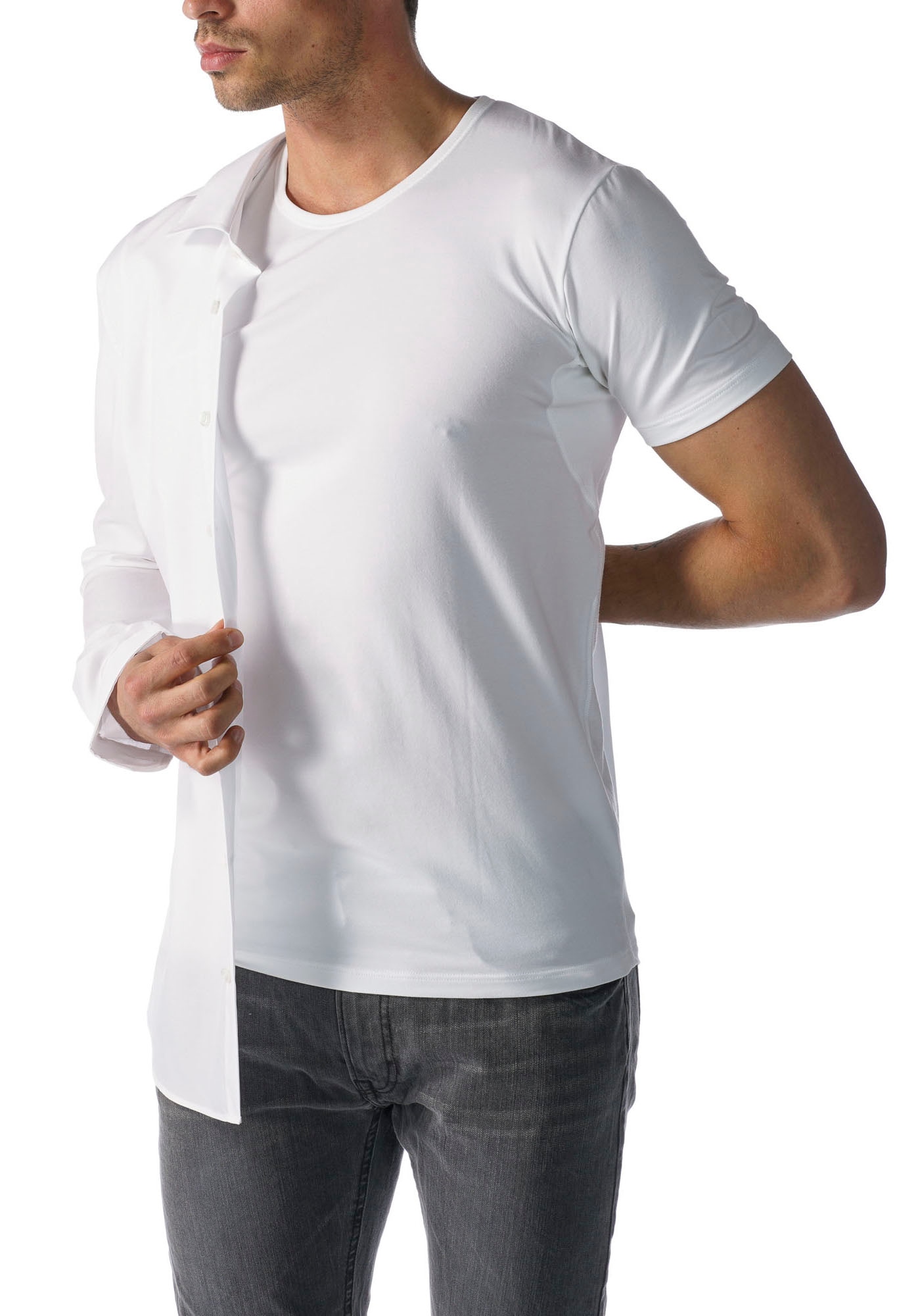 Mey Unterziehshirt »Dry Cotton Functional« Kurzarm, Rundhals-Ausschnitt, Single Jersey, mit extra-langem Rücken