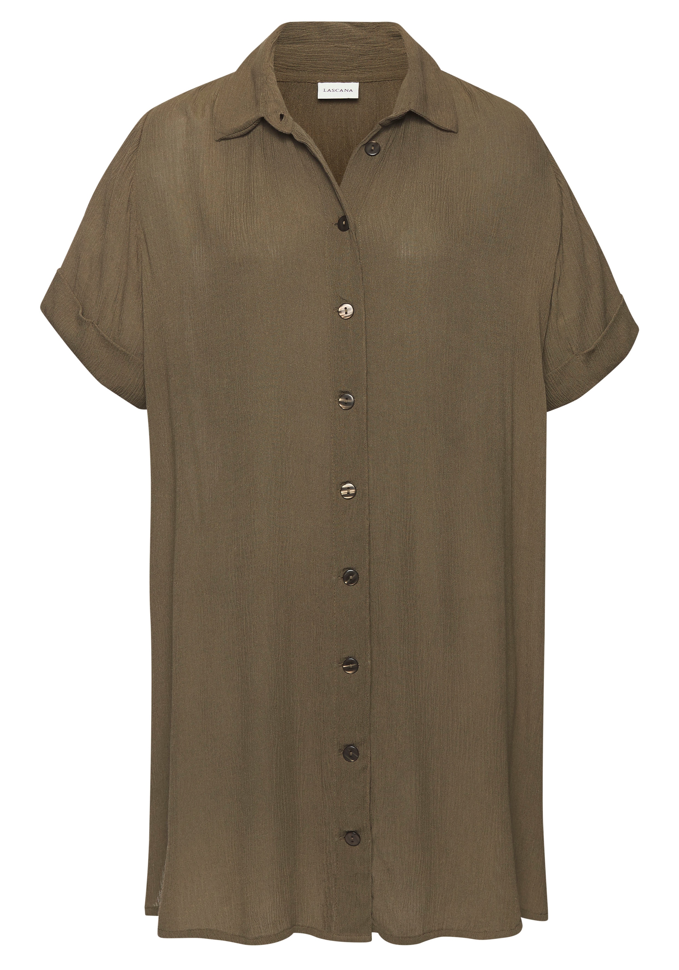 LASCANA Longbluse, mit Knopfleiste, Kurzarmbluse, Blusenkleid, sommerlich