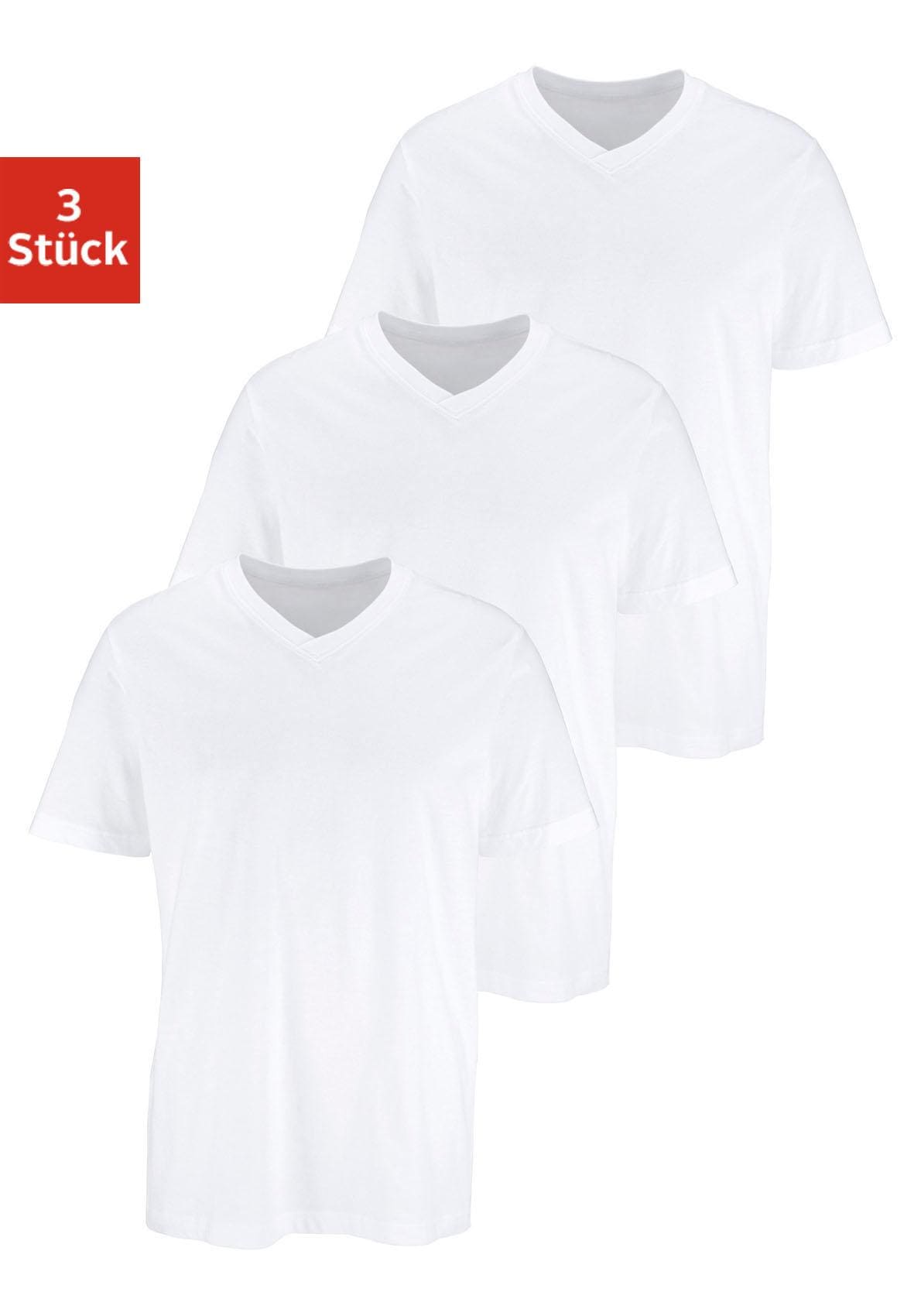 H.I.S T-Shirt, (Packung, 3 tlg.), mit V-Ausschnitt aus Baumwolle, Unterhemd, T-Shirt