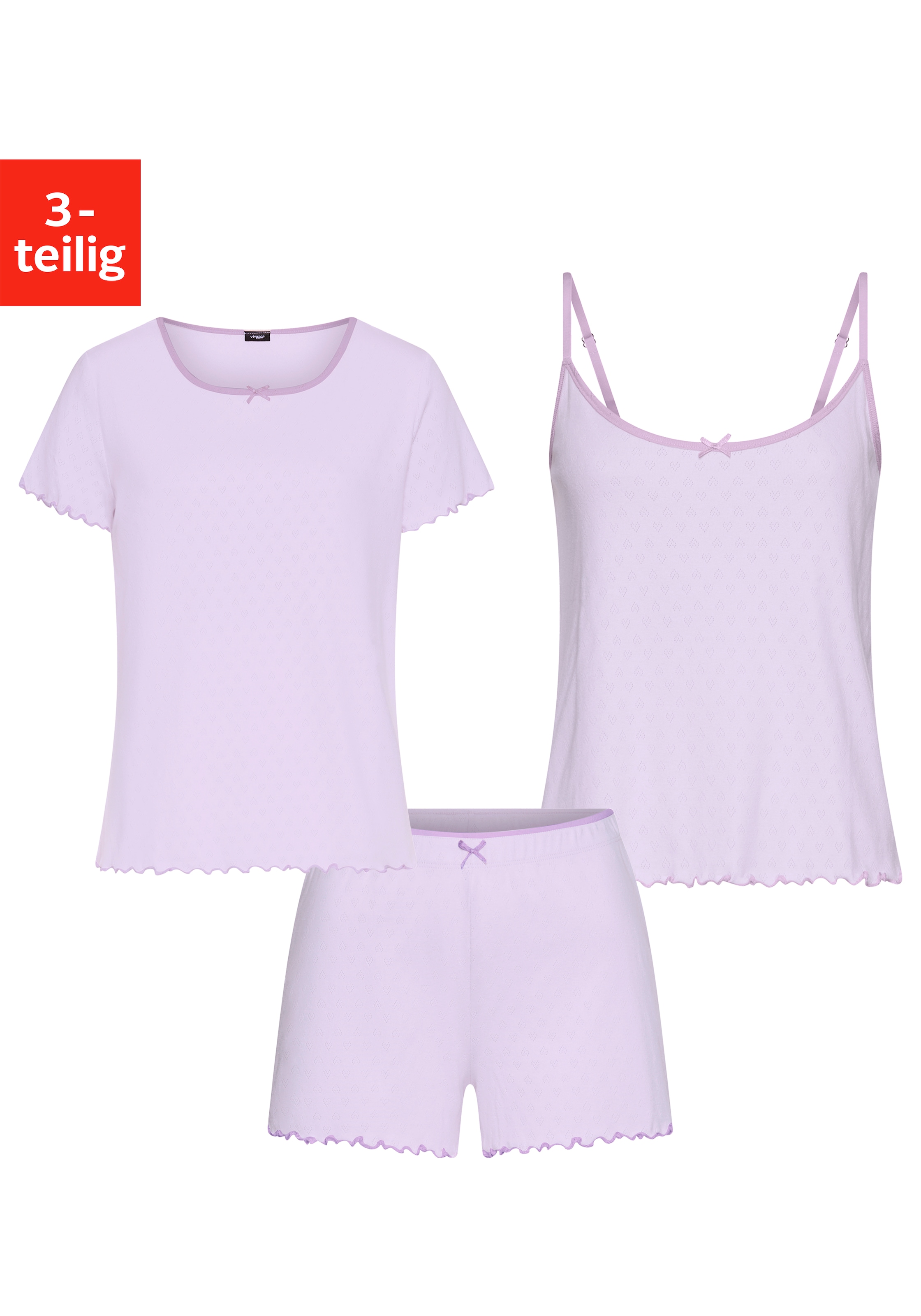 Vivance Dreams Shorty Packung, 3-teilig,  mit romantischem Ajourmuster