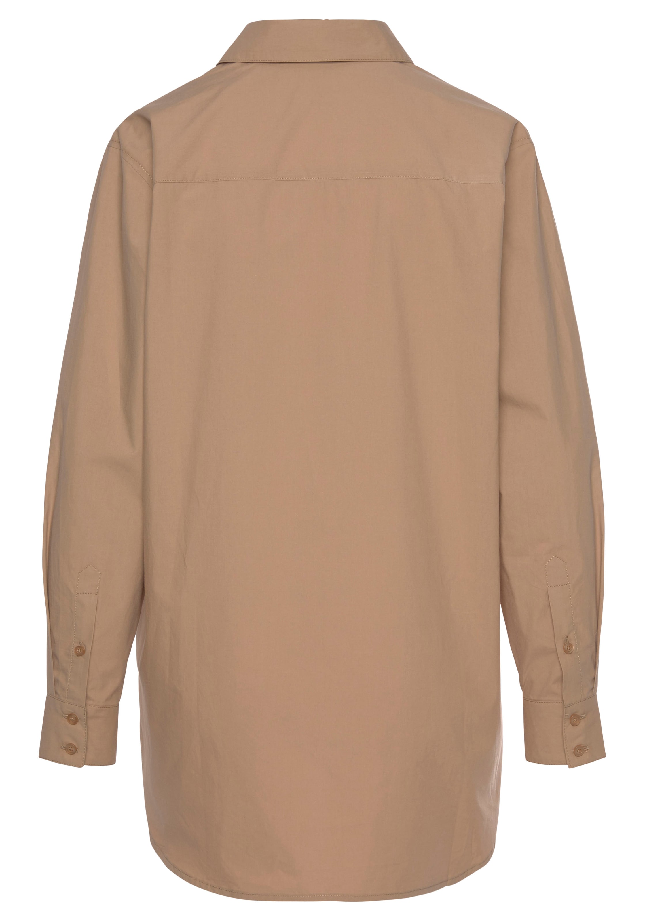 LASCANA Hemdbluse, hinten länger geschnitten, Damenbluse aus Baumwolle, klassisch-elegant