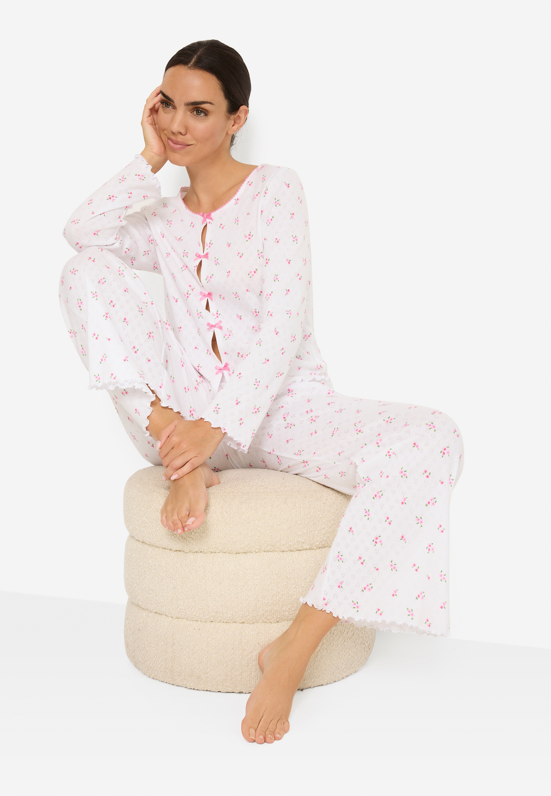 LSCN by LASCANA Pyjama 2 mit süßen Zierschleifen