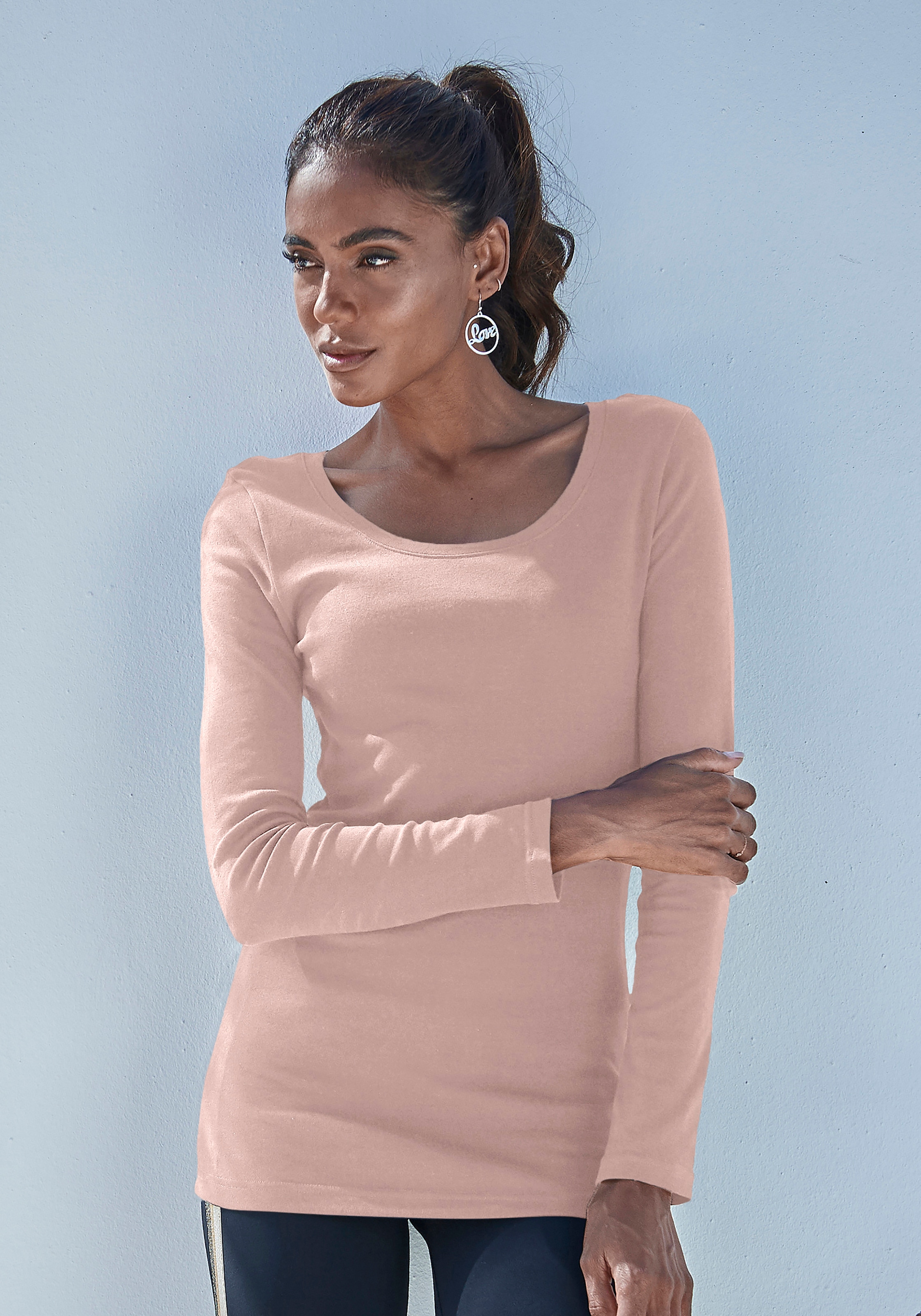 Bench. Langarmshirt »aus feiner Rippware«, (2er-Pack), aus weicher Baumwoll-Qualität