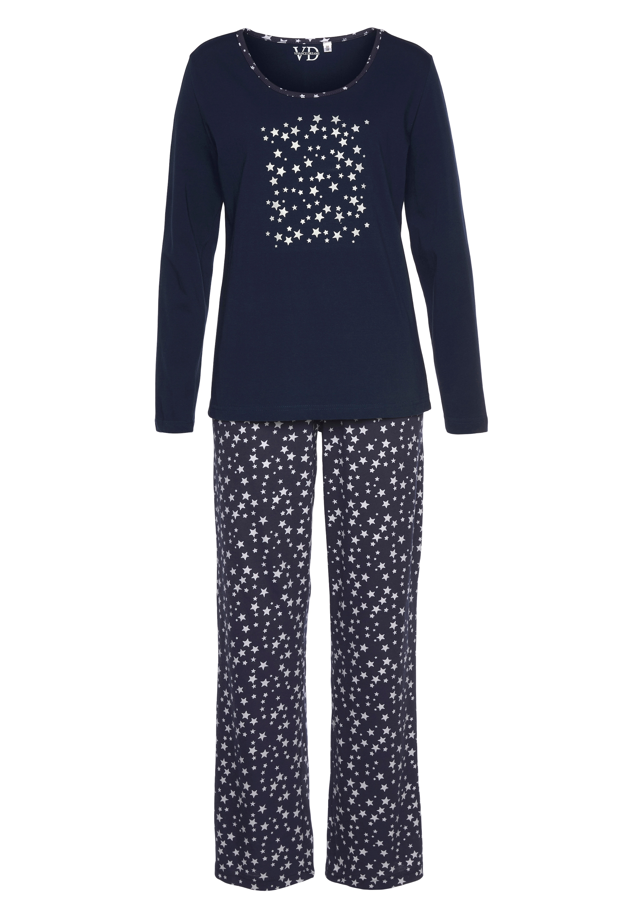 Vivance Dreams Pyjama, (2 tlg.), mit Sternenprint