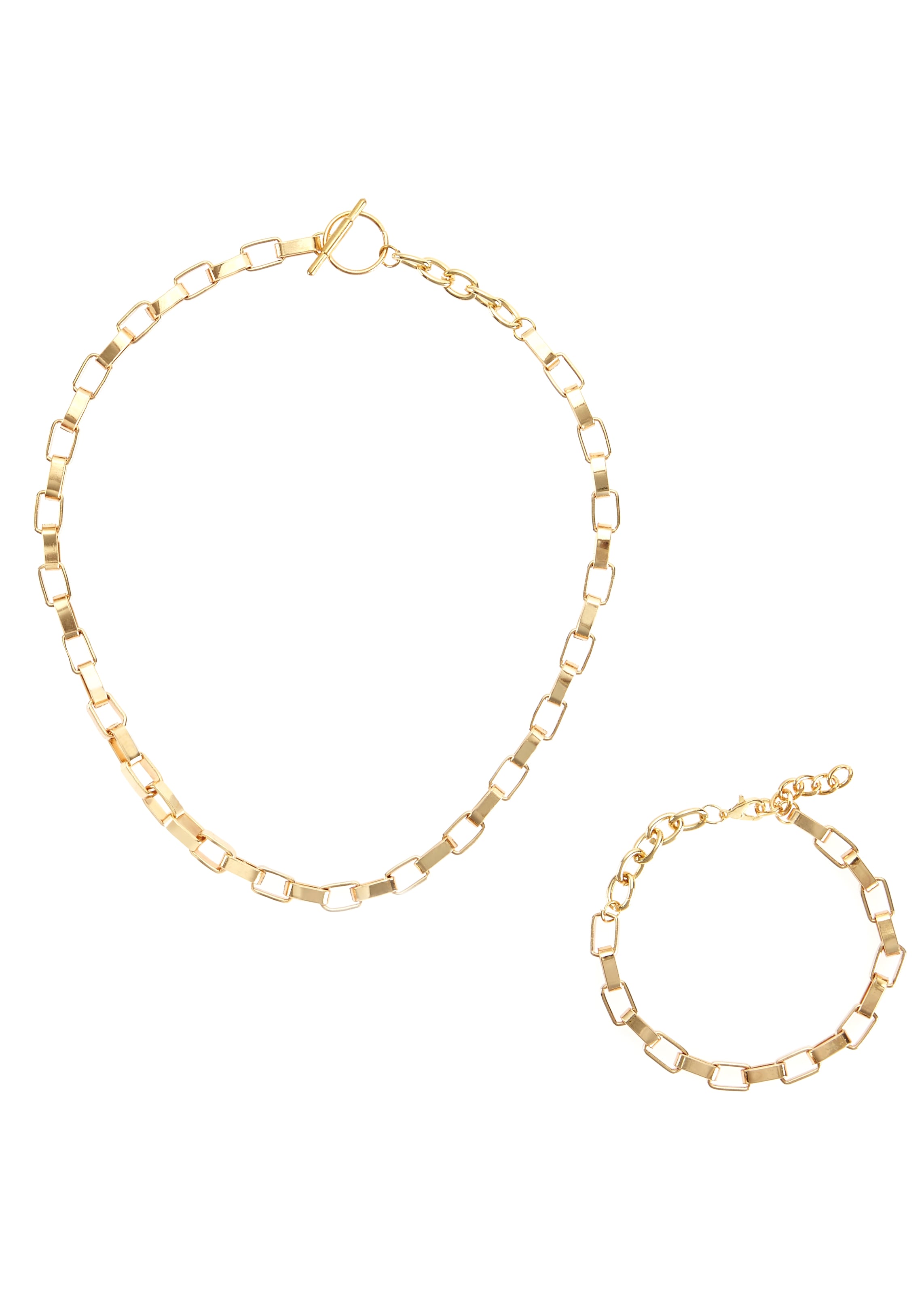 LASCANA Ketten und Armband Set, Schmuck-Set, 2-tlg. Gliederkette, Halsschmuck,Halskette & Armkette Set