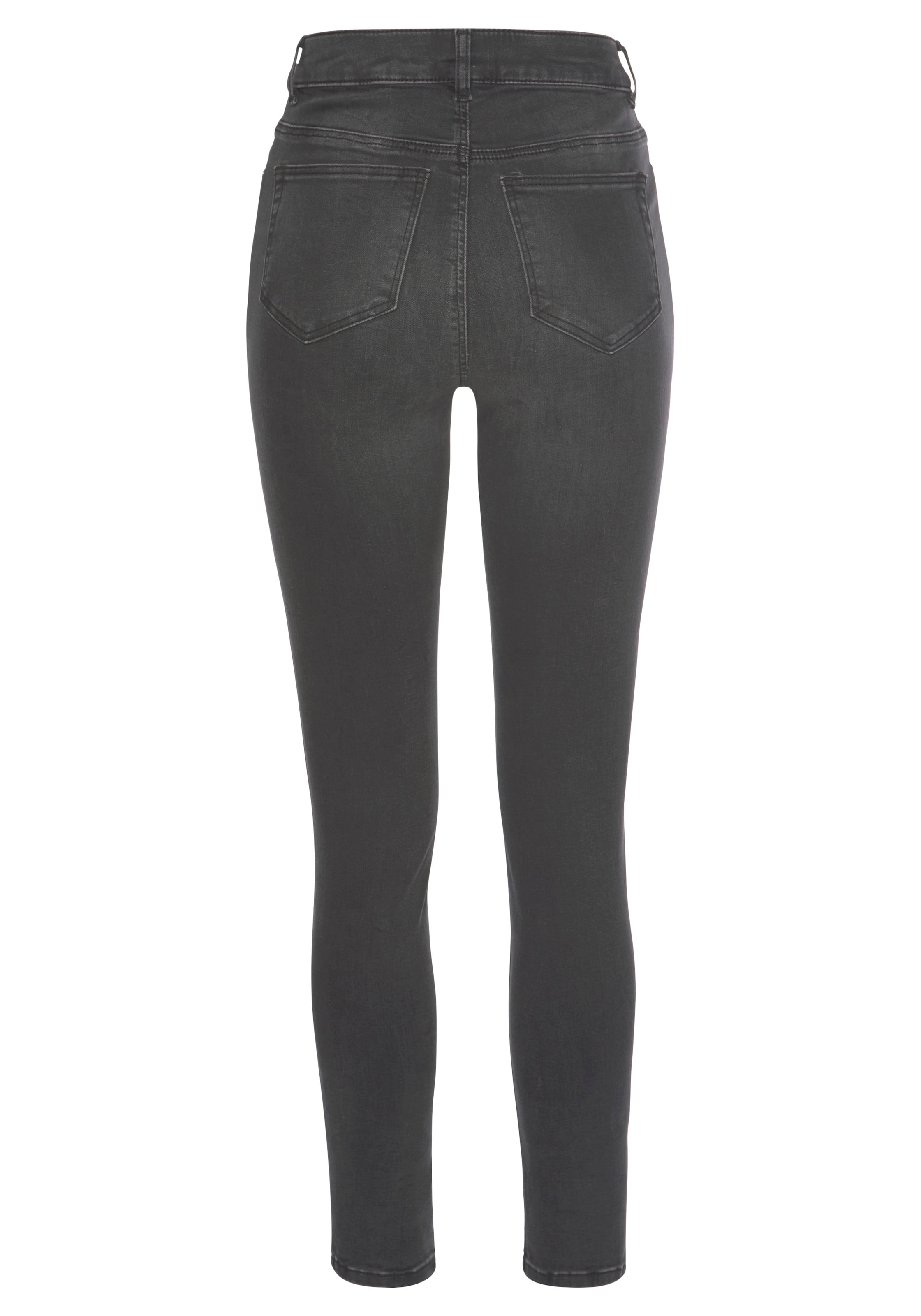 LASCANA High-waist-Jeans, mit sichtbarer Knopfleiste und Stretch-Anteil, Skinny, High Waist