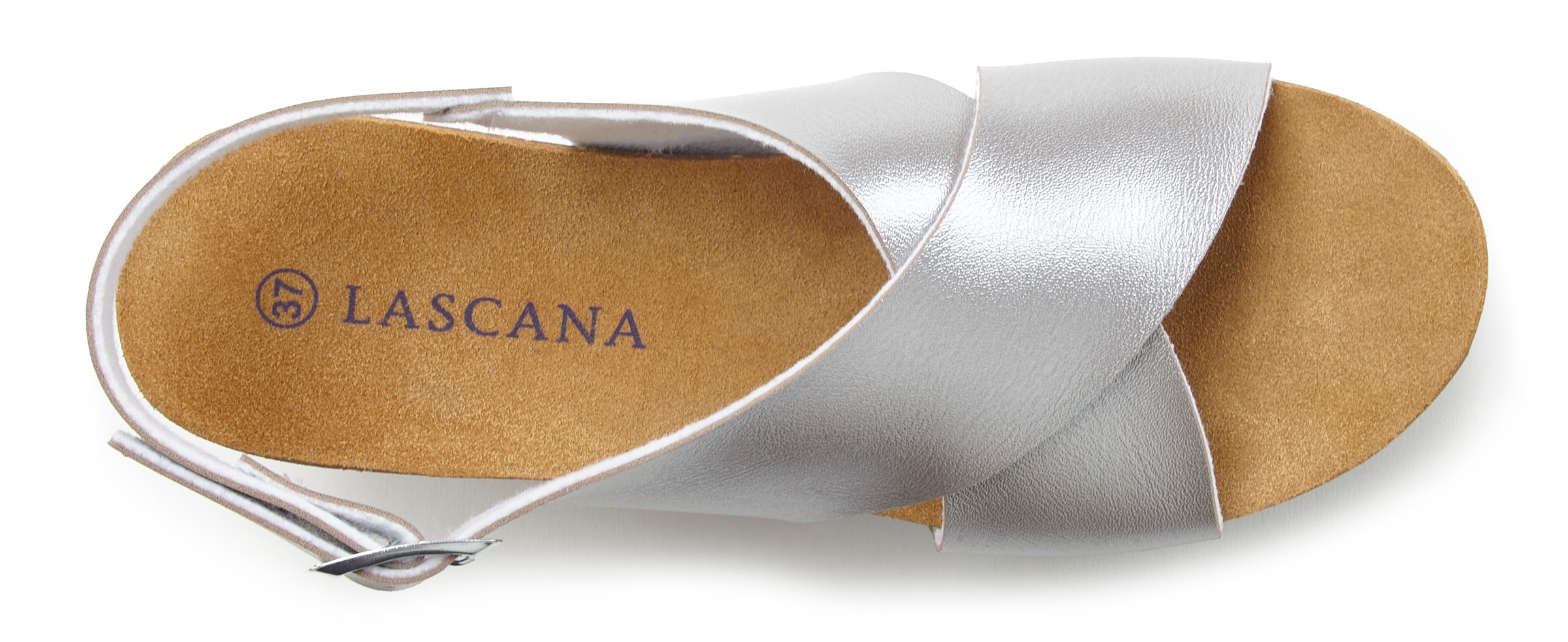 LASCANA Sandalette »Sommerschuh«, Sommerschuh mit Keilabsatz und Korkfußbett
