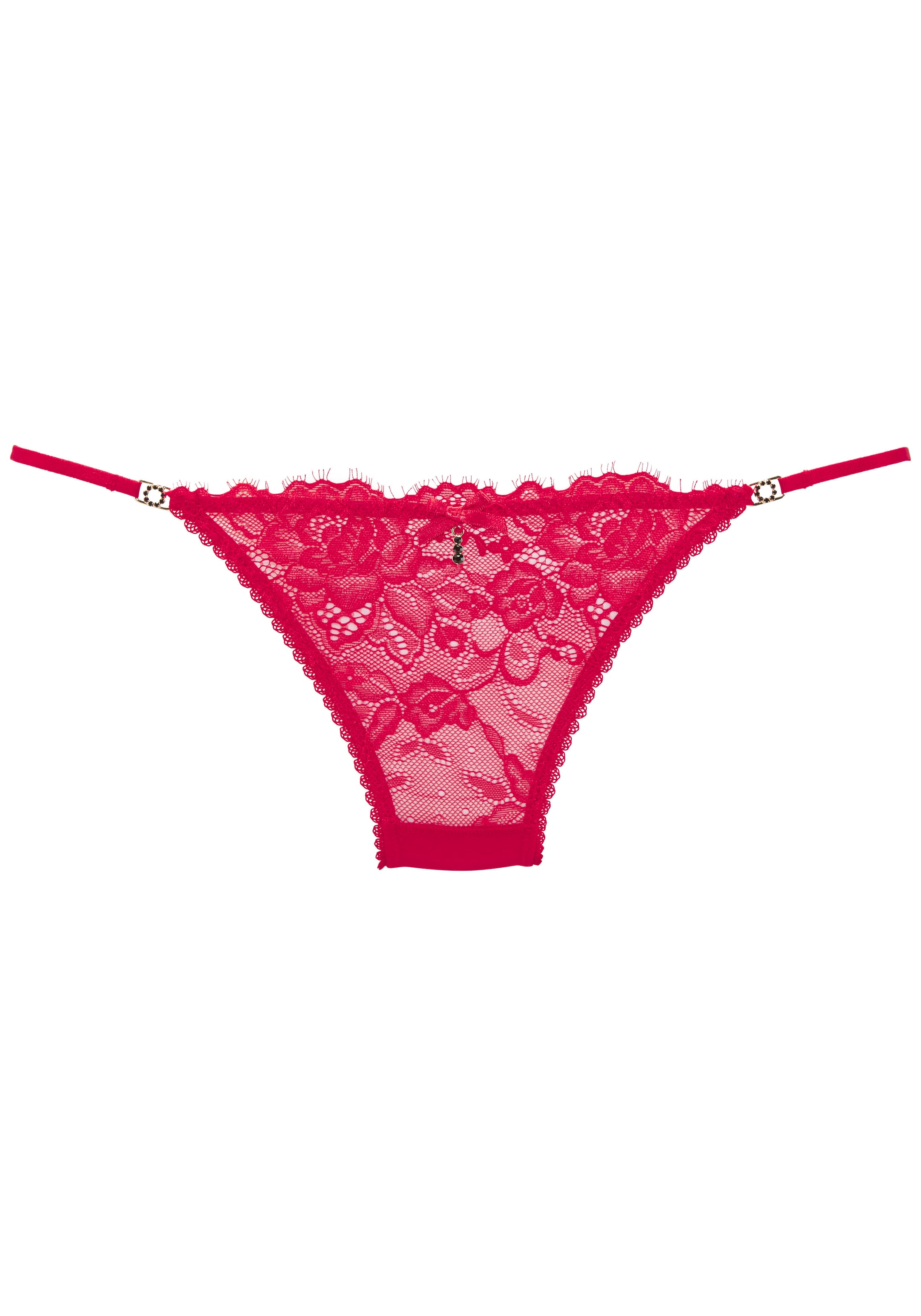 LASCANA Tanga, mit feiner Satinschleife und extravaganten Strassaccessoires