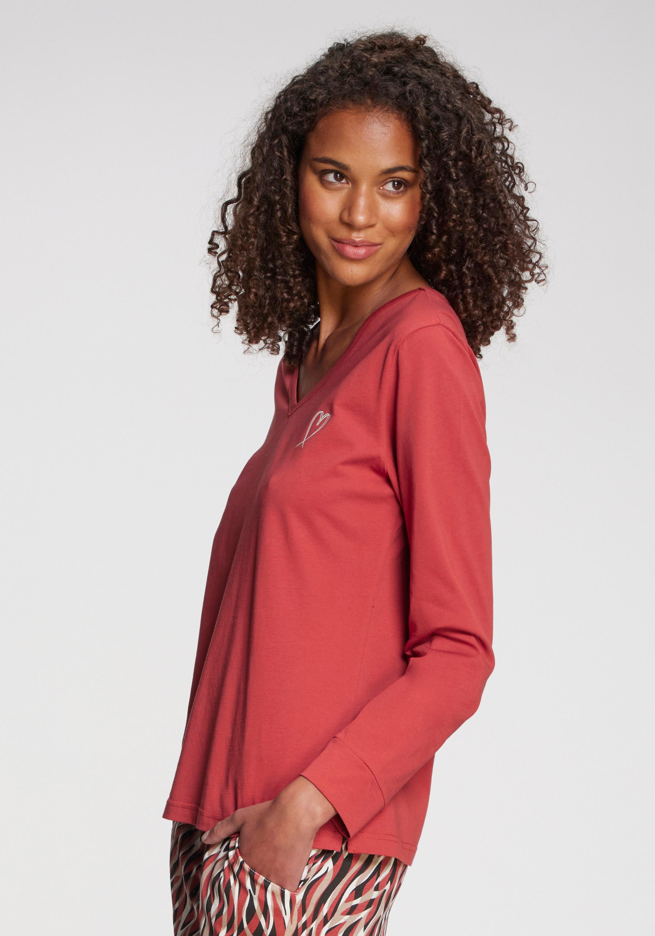 Vivance Dreams Pyjamaoberteil 1-teilig,  mit kleinem Herzprint