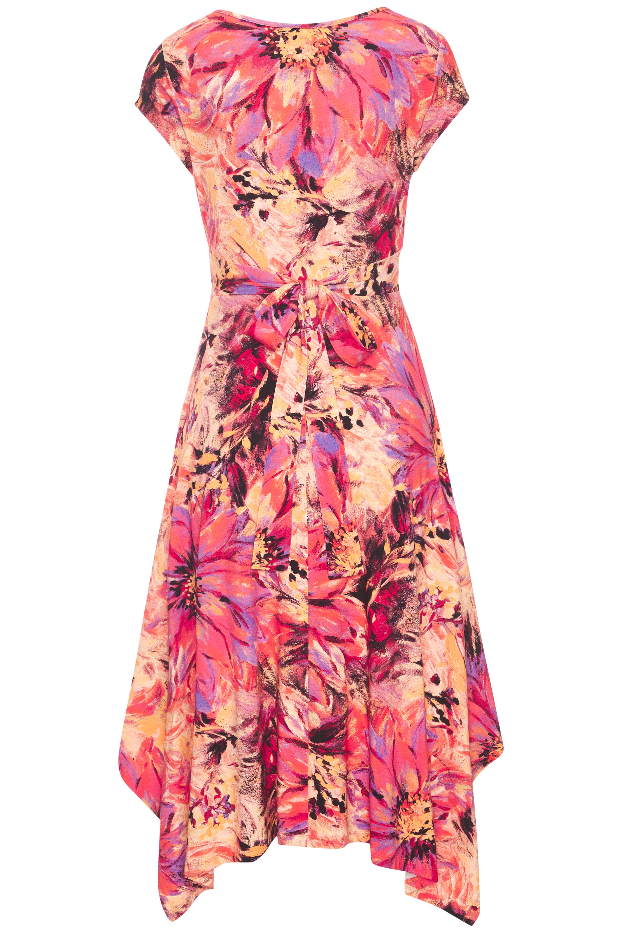 Beachtime Sommerkleid, mit Zipfelsaum und Schleife, Jerseykleid, asymmetrisches Rockteil