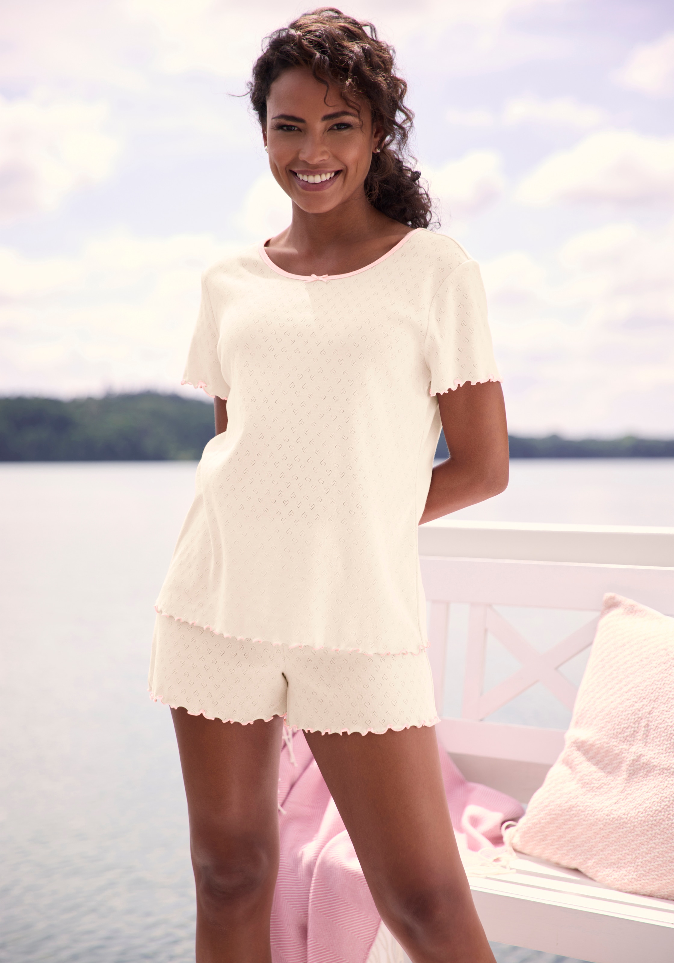 Vivance Dreams Shorty Packung, 3 mit romantischem Ajourmuster
