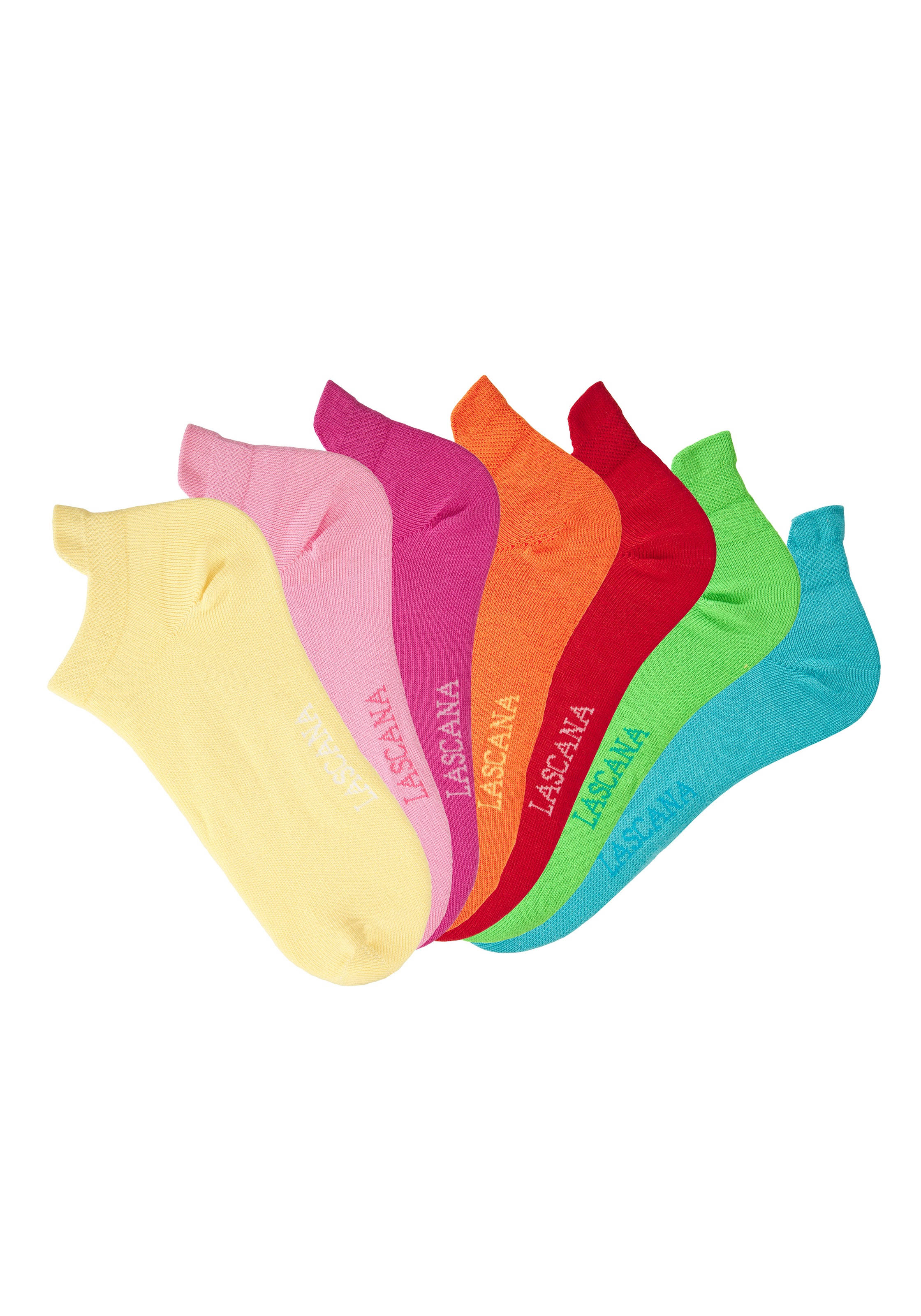 LASCANA Sneakersocken »für Damen mit eingestricktem Markenlogo« Box, Box, 7 Paar tlg. in ansprechender Geschenkbox