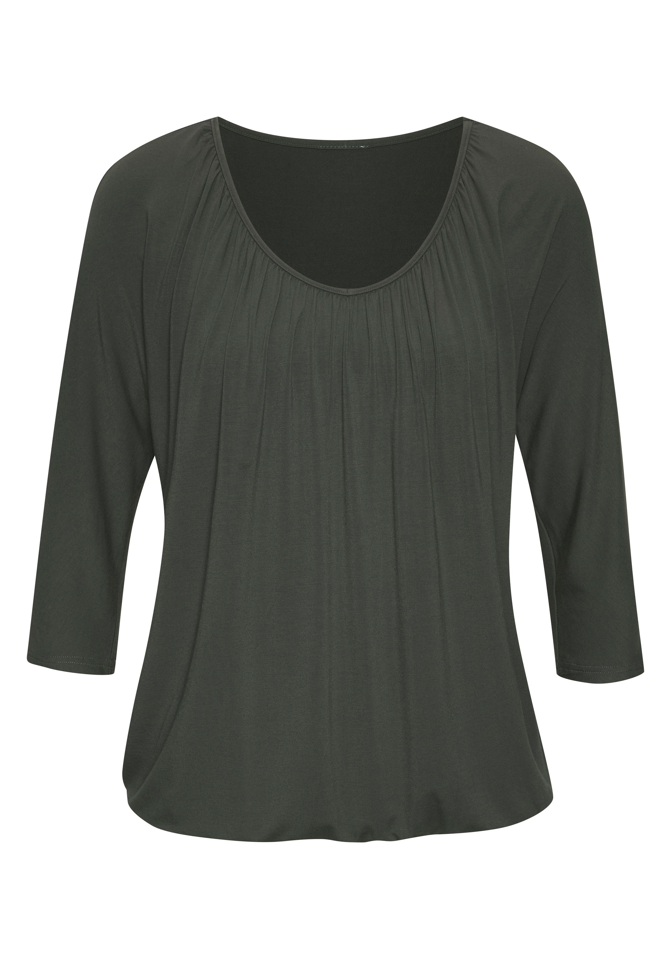 LASCANA 3/4-Arm-Shirt »mit zarter Raffung am Ausschnitt«, (2er-Pack), aus weichem Viskose-Stretch