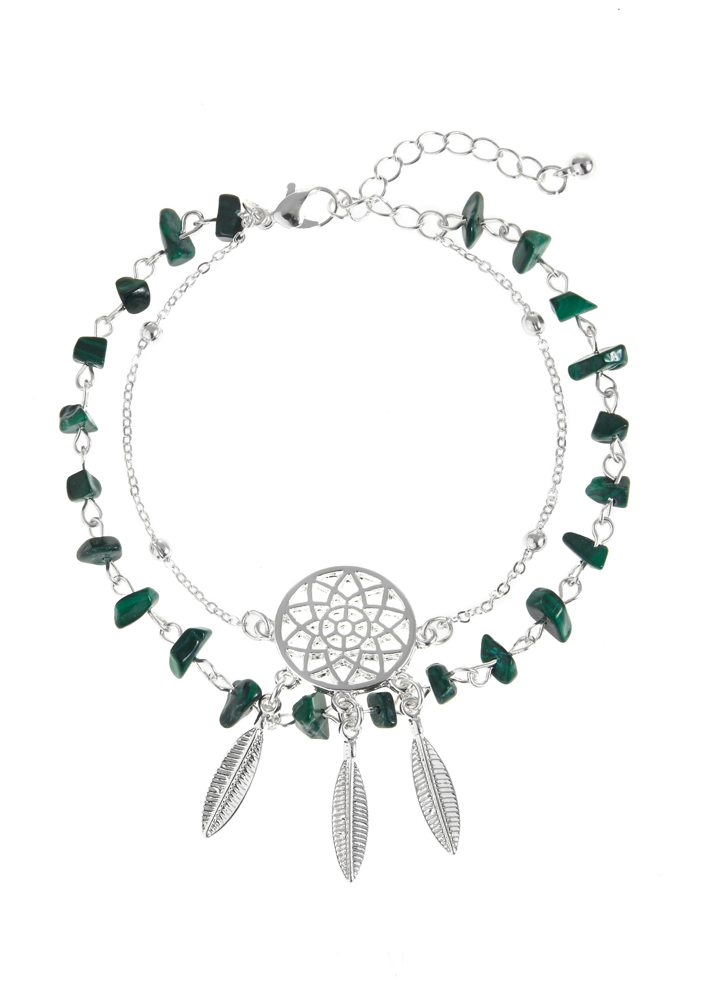 LASCANA Fußkette »Layer Look mit Traumfänger Anhänger«, im Western-Look, 2 reihiges Fußkettchen mit Anhänger