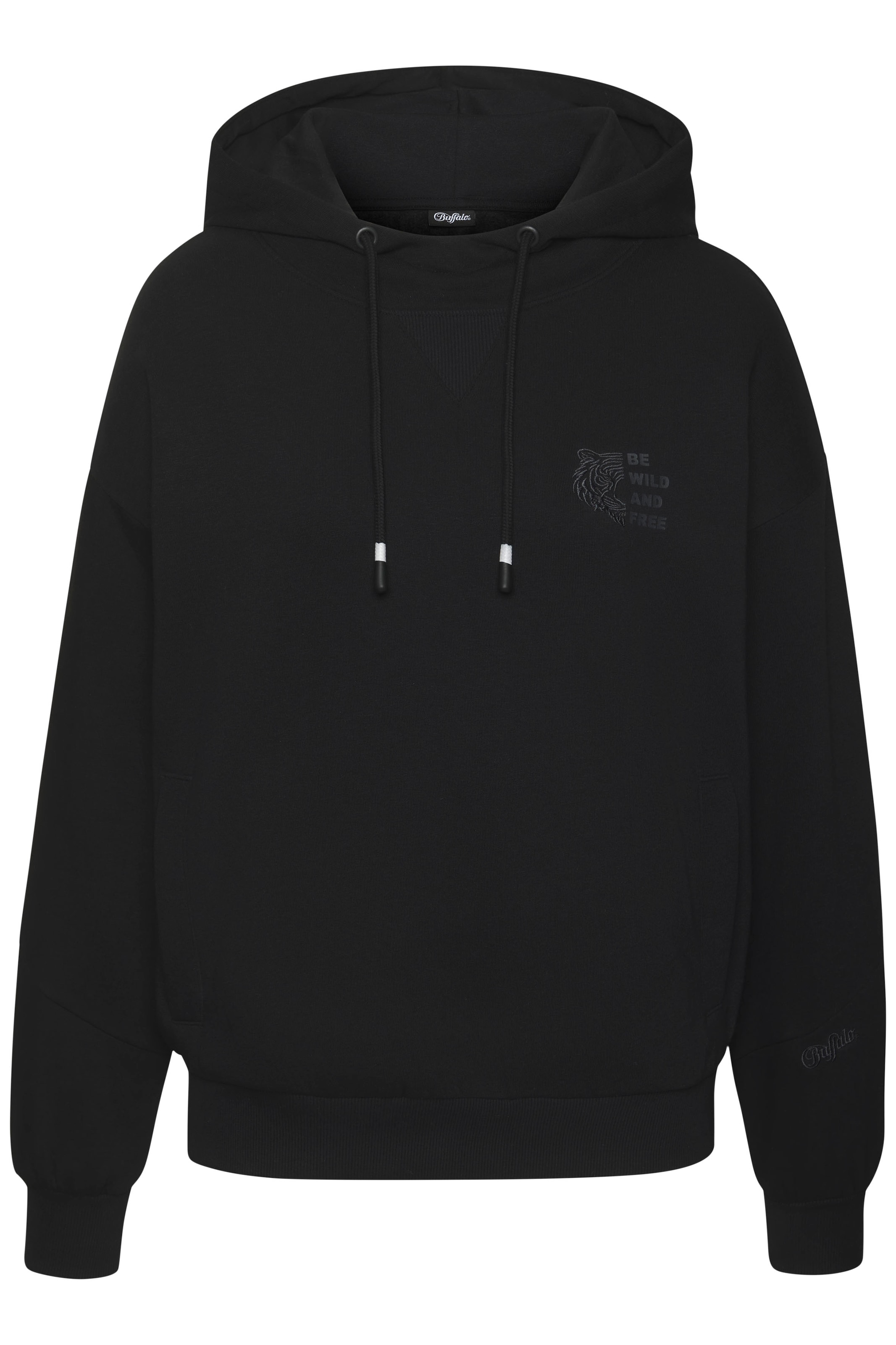 Buffalo Kapuzenpullover, mit Kontraststickerei und seitliche Taschen