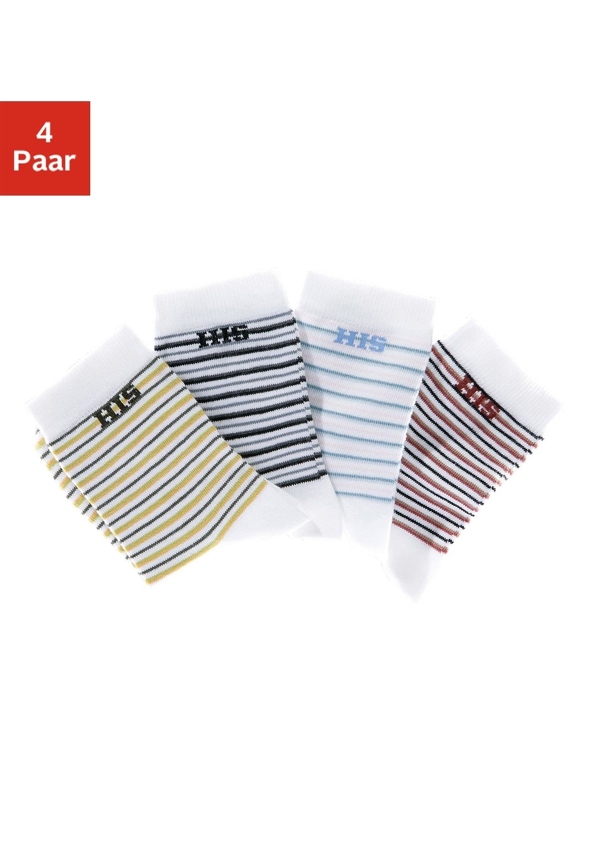 H.I.S Basicsocken Packung, 4 Stk. tlg. mit eingestricktem Markenlogo