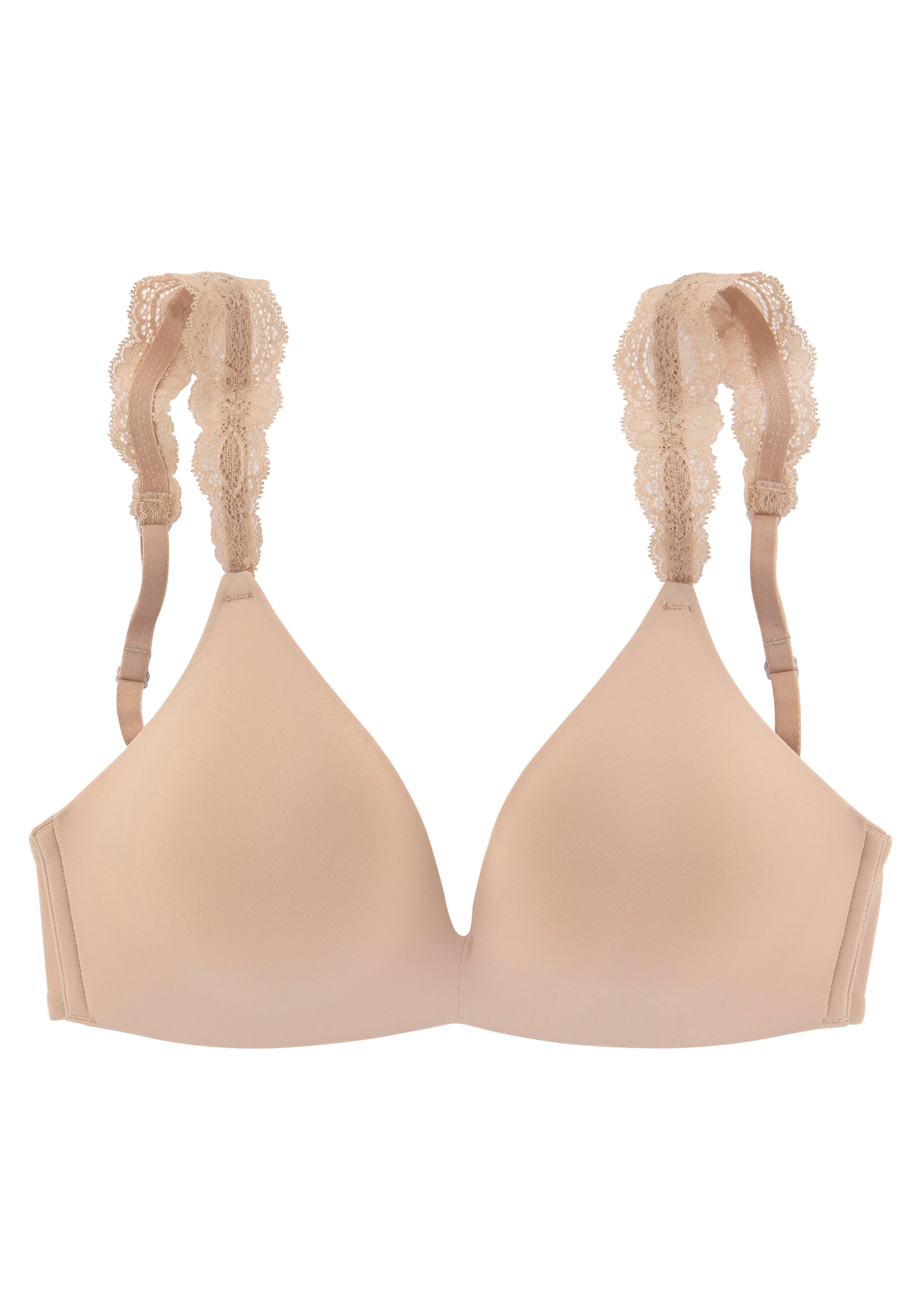 LASCANA Push-up-BH, ohne Bügel mit wunderschönen Spitzenträgern, Dessous