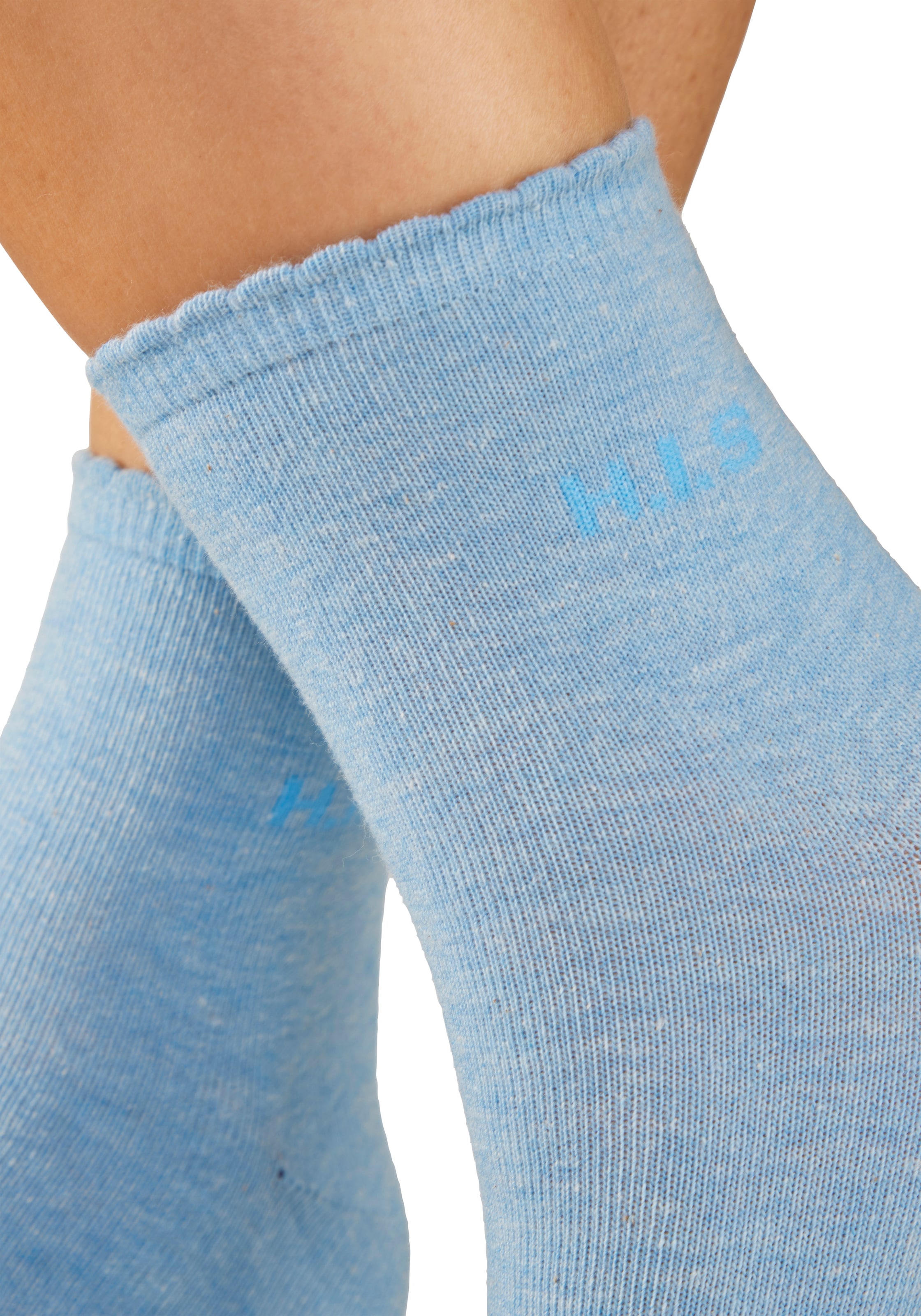 H.I.S Kurzsocken »Damen uni und meliert für die ganze Woche« Packung, 7 Paar tlg. mit gewelltem Bündchen