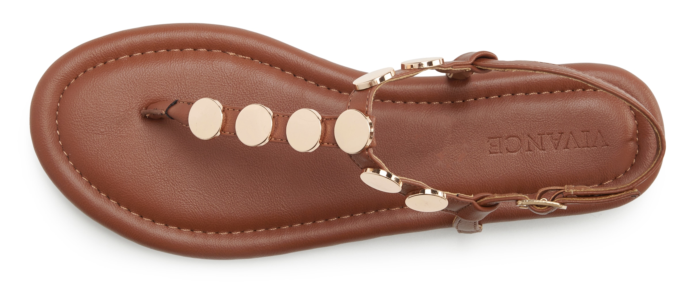Vivance Sandale »Sommerschuh, offener Schuh, Sandalette,«  mit goldfarbenen Schmuckelementen VEGAN