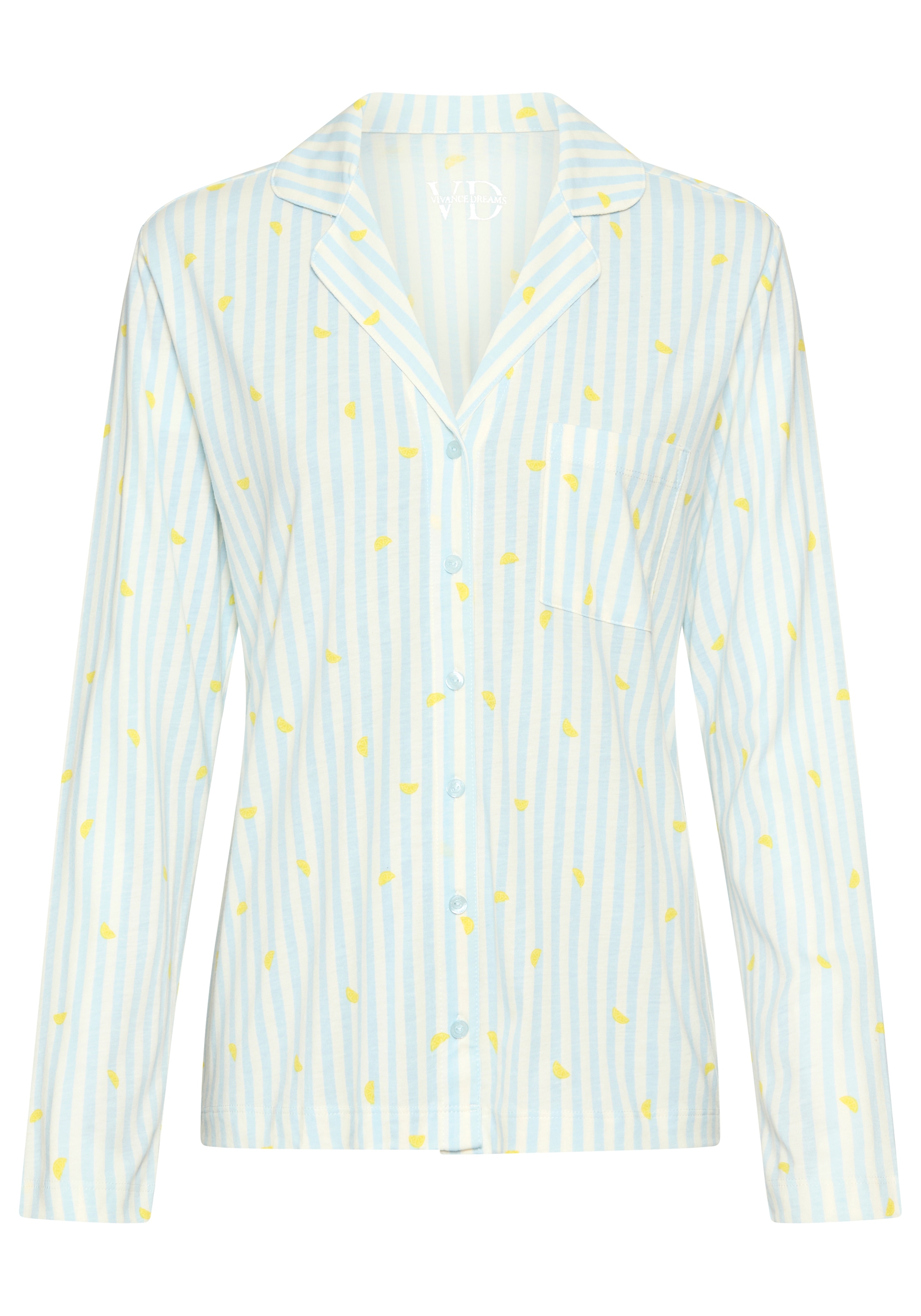 Vivance Dreams by Lascana Pyjamaoberteil mit süßem Streifen- und Früchtedruck