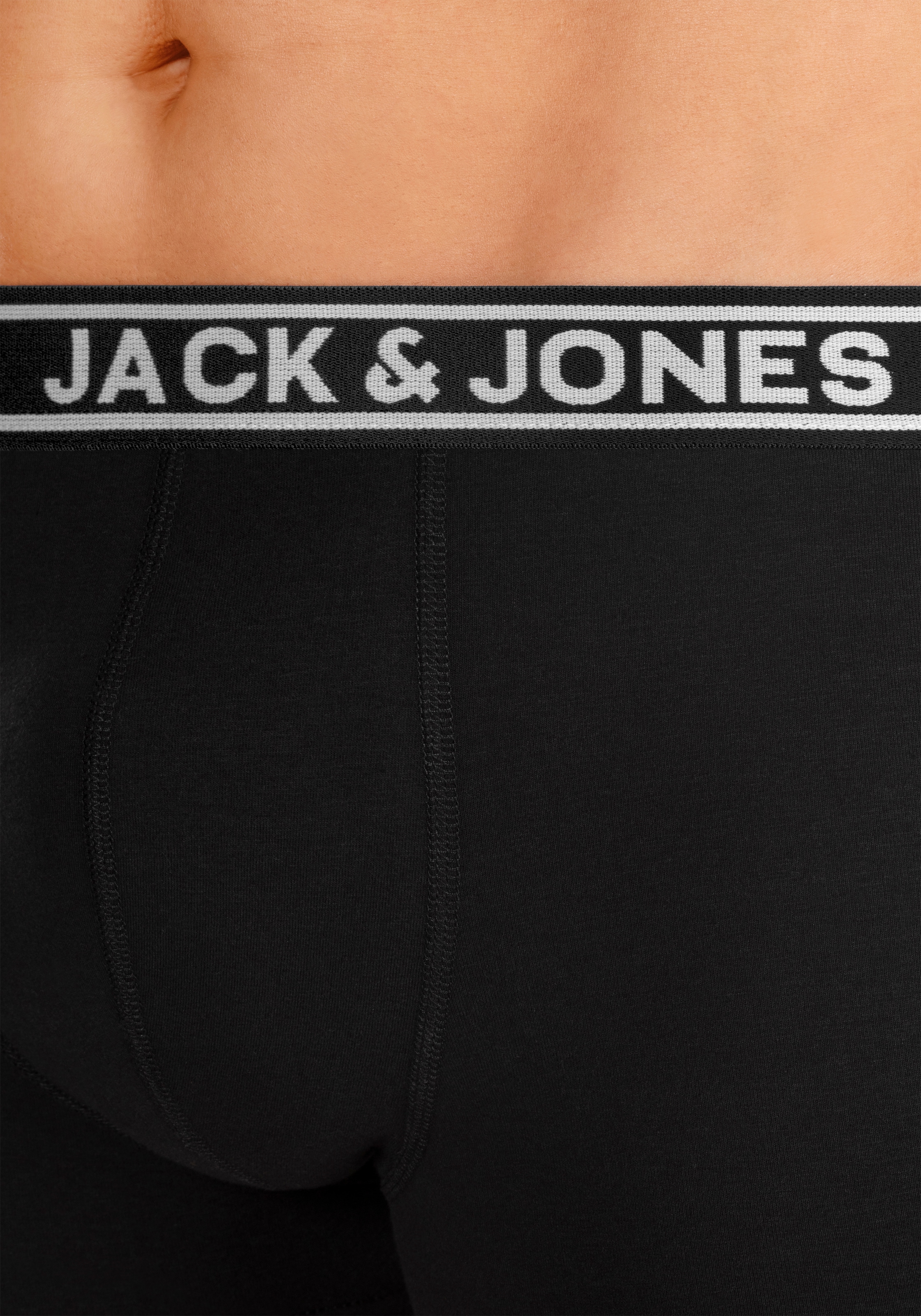 Jack & Jones Trunk »JACCRISP im 6er Pack mit Logobund und Stretchkomfort« Packung, 6 Stk. unifarben mit Farbeinsatz, modisch, eng anliegend, Baumwollmischung