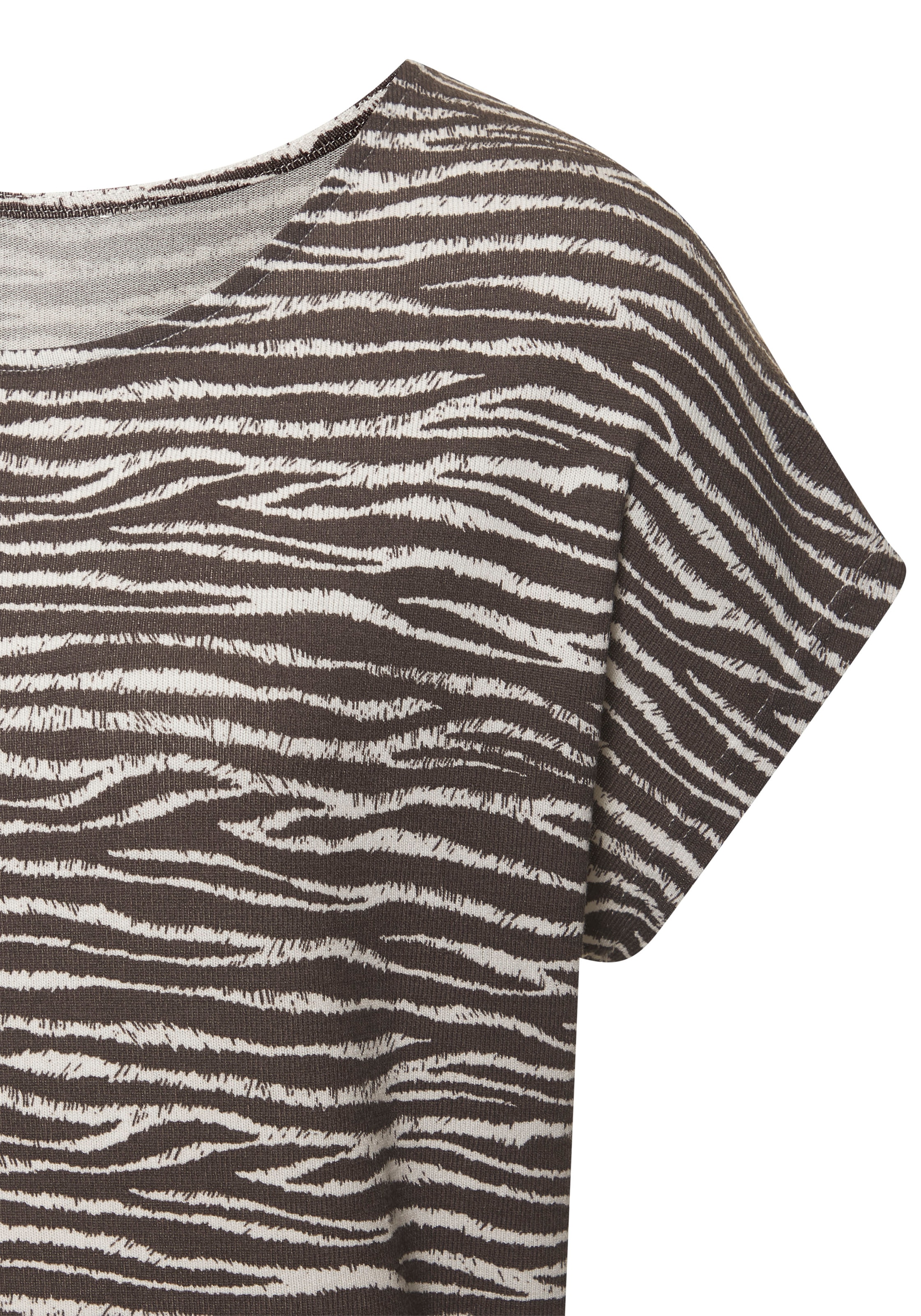 LASCANA Kurzarmshirt »mit modischem Zebra-Muster«, aus weichem Viskose-Strick