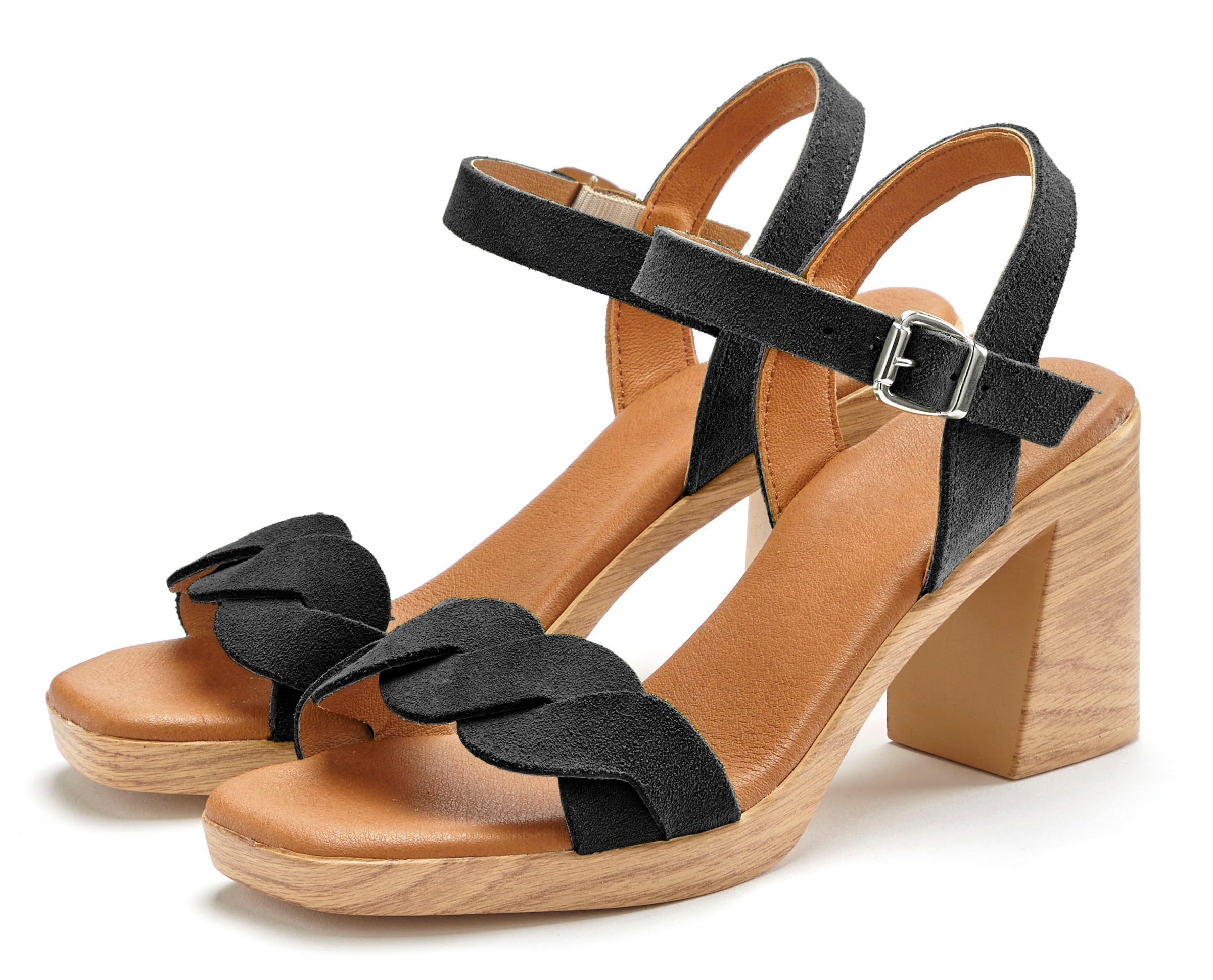 LASCANA Sandalette, aus weichem Leder mit Blockabsatz