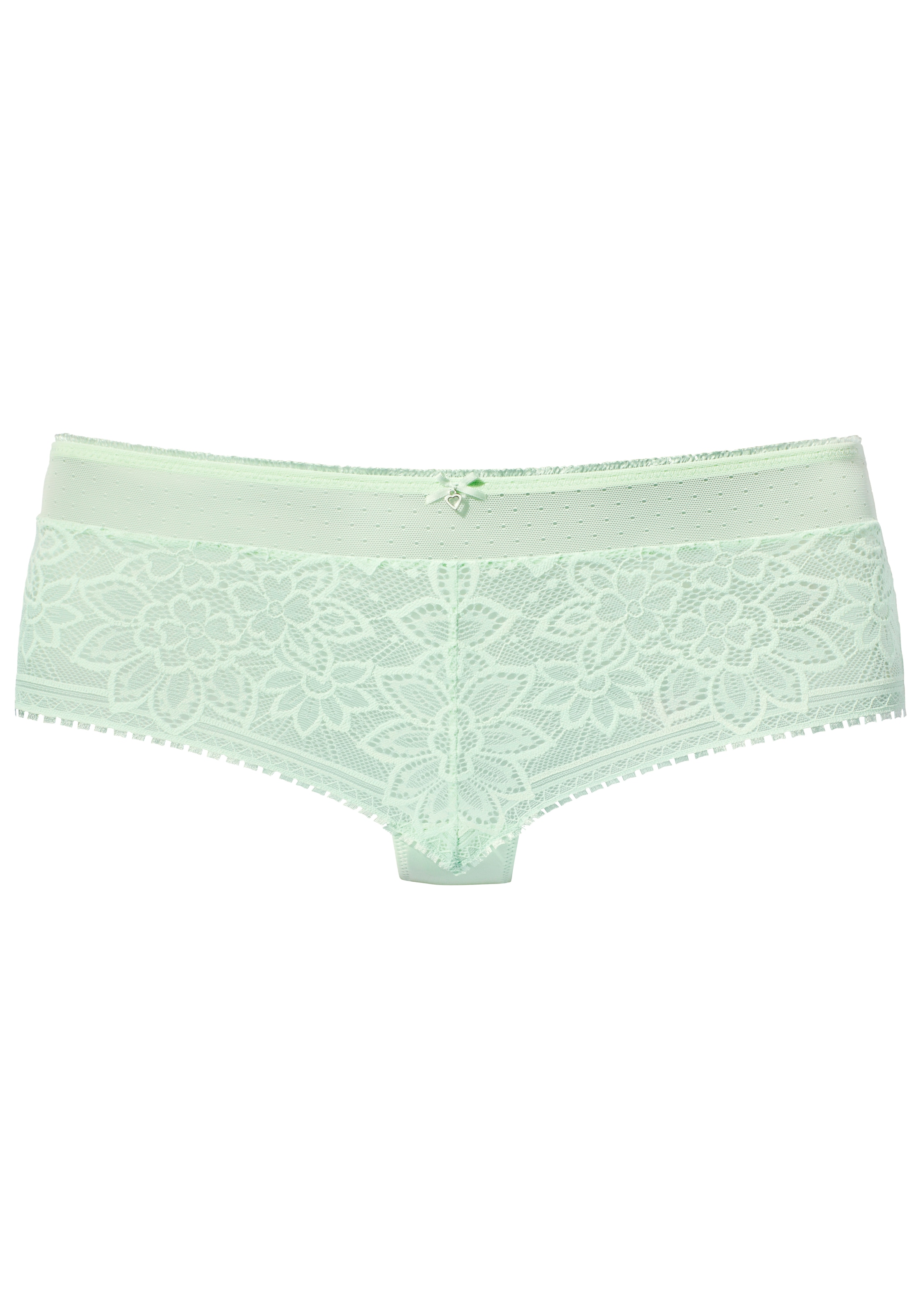 LASCANA Panty, aus blumiger Jacquardspitze mit hübschem Accessoire