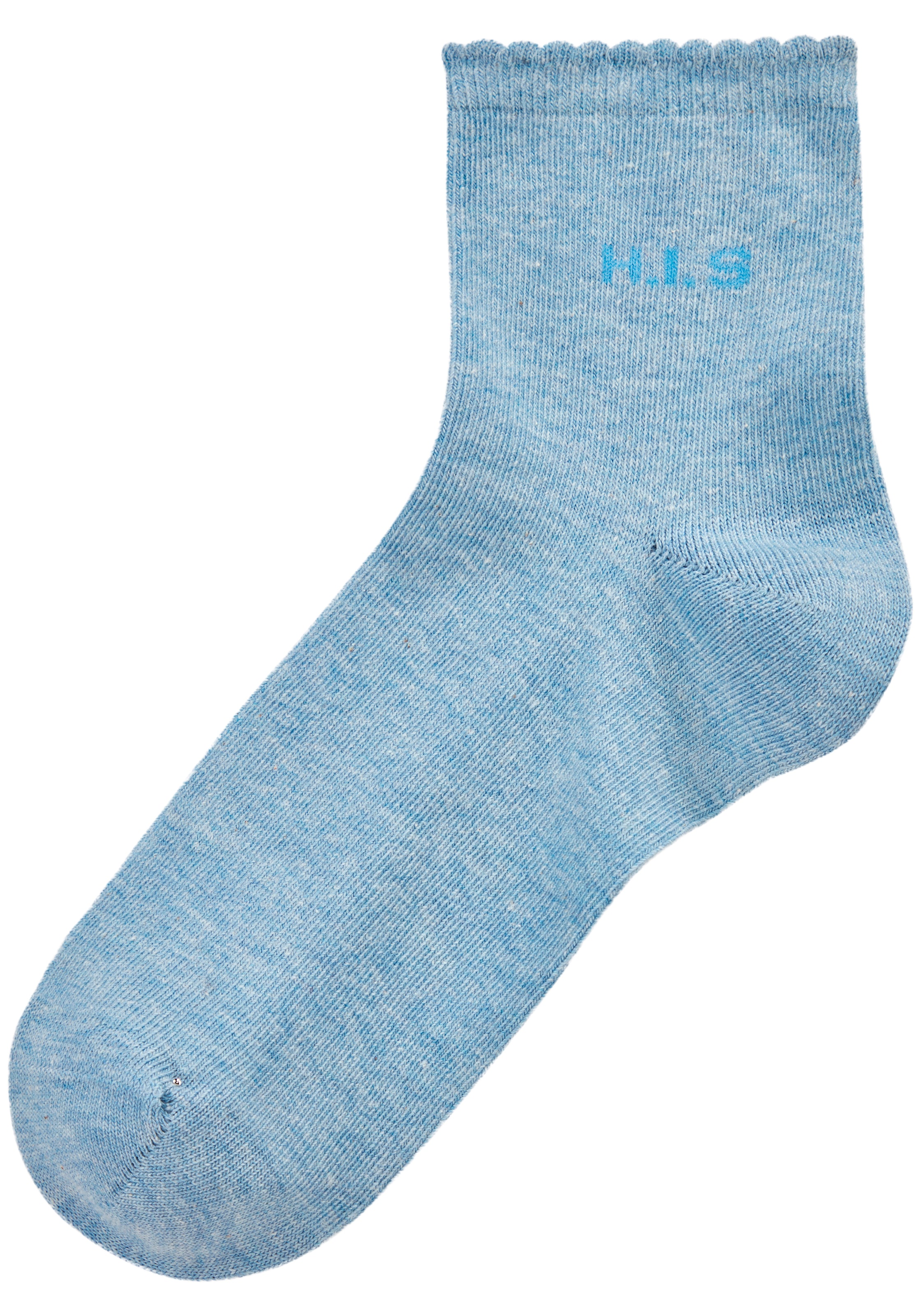 H.I.S Kurzsocken »Damen uni und meliert für die ganze Woche« Packung, 7 Paar tlg. mit gewelltem Bündchen